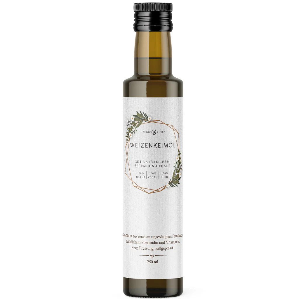 Nordic Pure® Nordic Pure Weizenkeimöl Kaltgepresst & mühlenfrisch Öl, Enthält von Natur aus Spermidin & Vitamin E à 250 ml