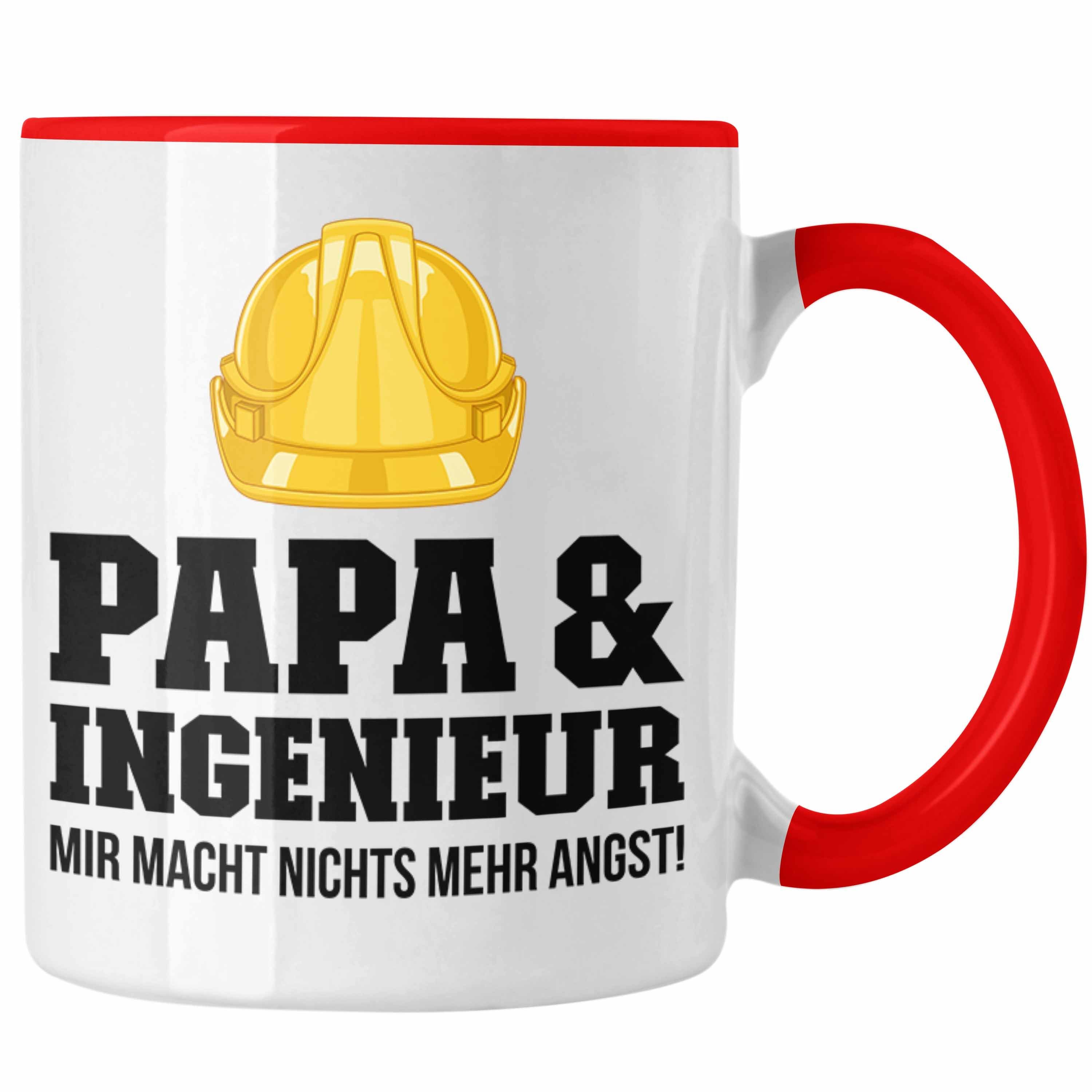 Trendation Tasse Trendation - Ingenieur Papa Tasse Gadget Geschenk Ingeneur Kaffeetasse Geschenkidee Rot