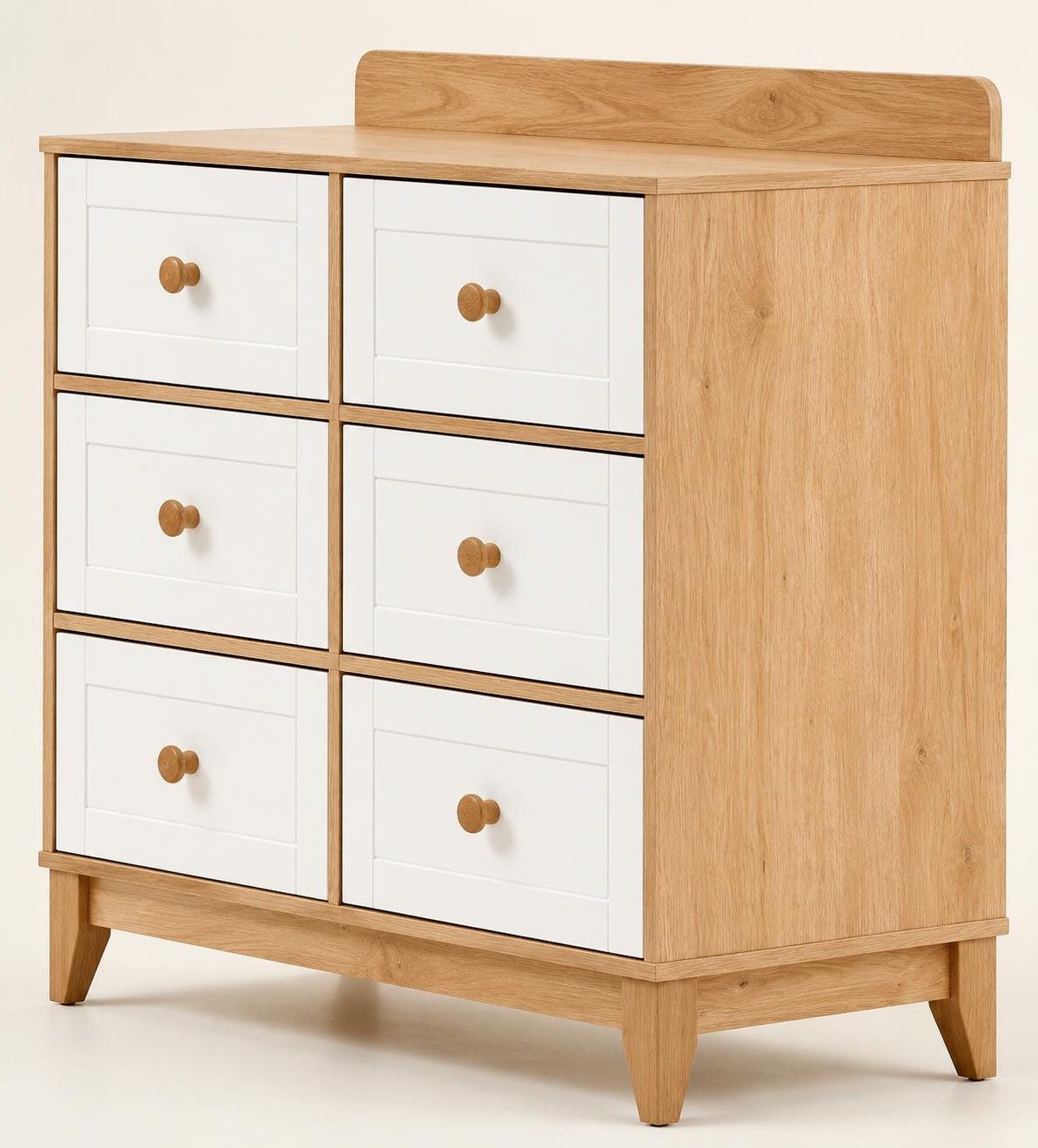 Xlmoebel Kommode Helle Holzkommode mit weißen Schubladen für das Kinderzimmer, Made in Europa
