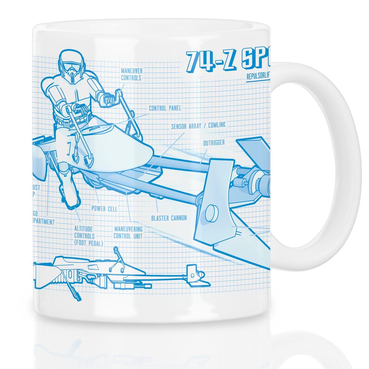 style3 Tasse, Keramik, 74-Z Speeder Bike Kaffeebecher Tasse star endor blaupause waldmond krieg der sterne wars stormtrooper
