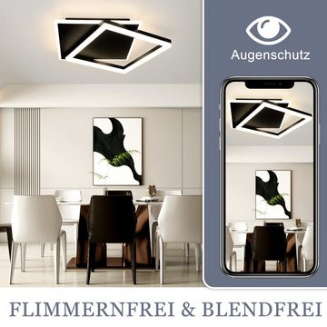 ZMH LED Deckenleuchte Deckenlampe Wohnzimmer - Schlafzimmerlampe Schwarz 42W, LED fest integriert, 3000-6500k, Mit Fernbedienung Modern Decke Eckig Acryl, Schwarz