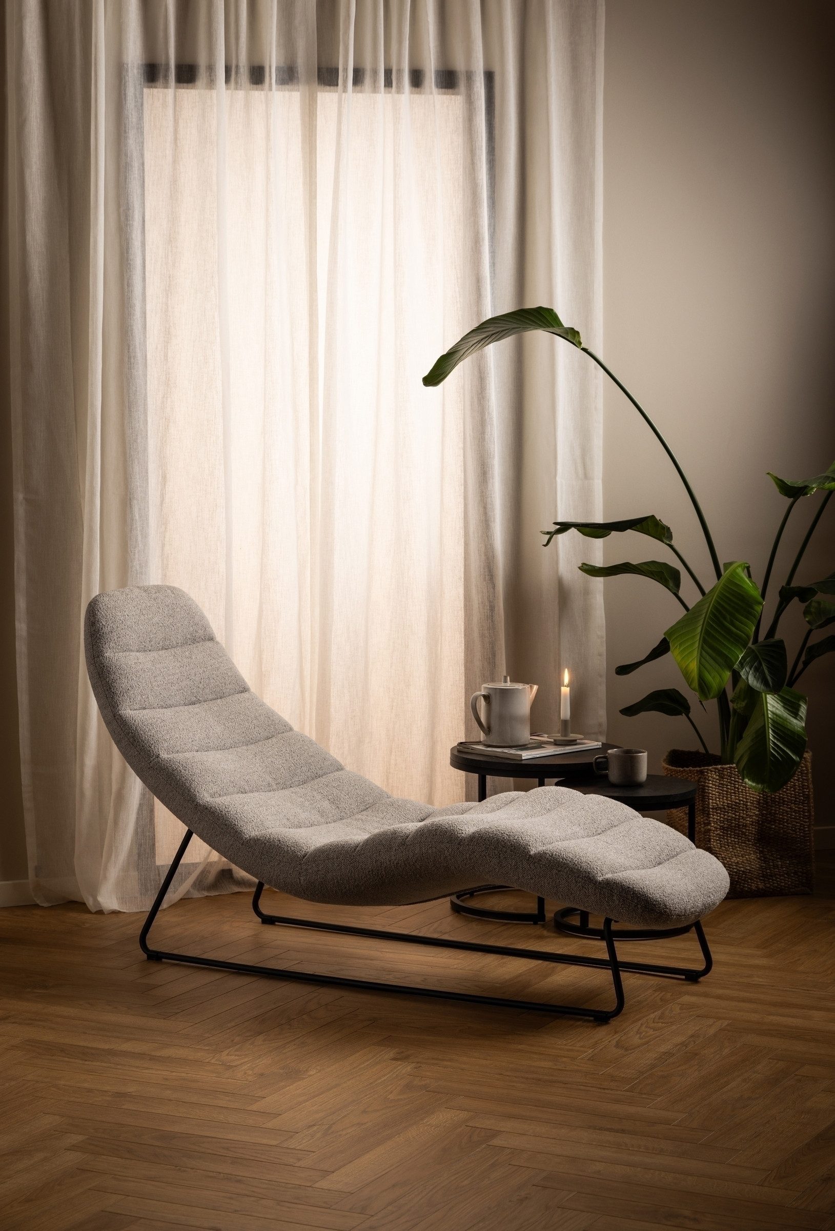 ACTONA GROUP Chaiselongue in Beige, Stoff - 63x86x156cm (BxHxT)