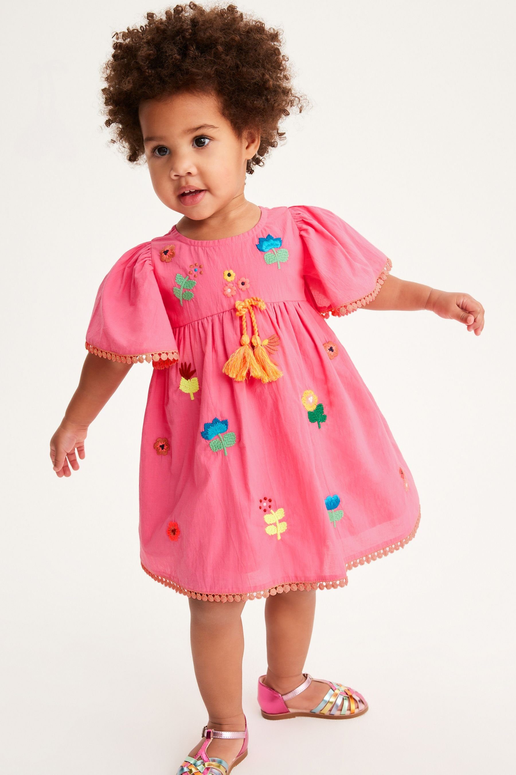 Sommerkleid Pink (1-tlg) Kaftan-Kleid Next Besticktes