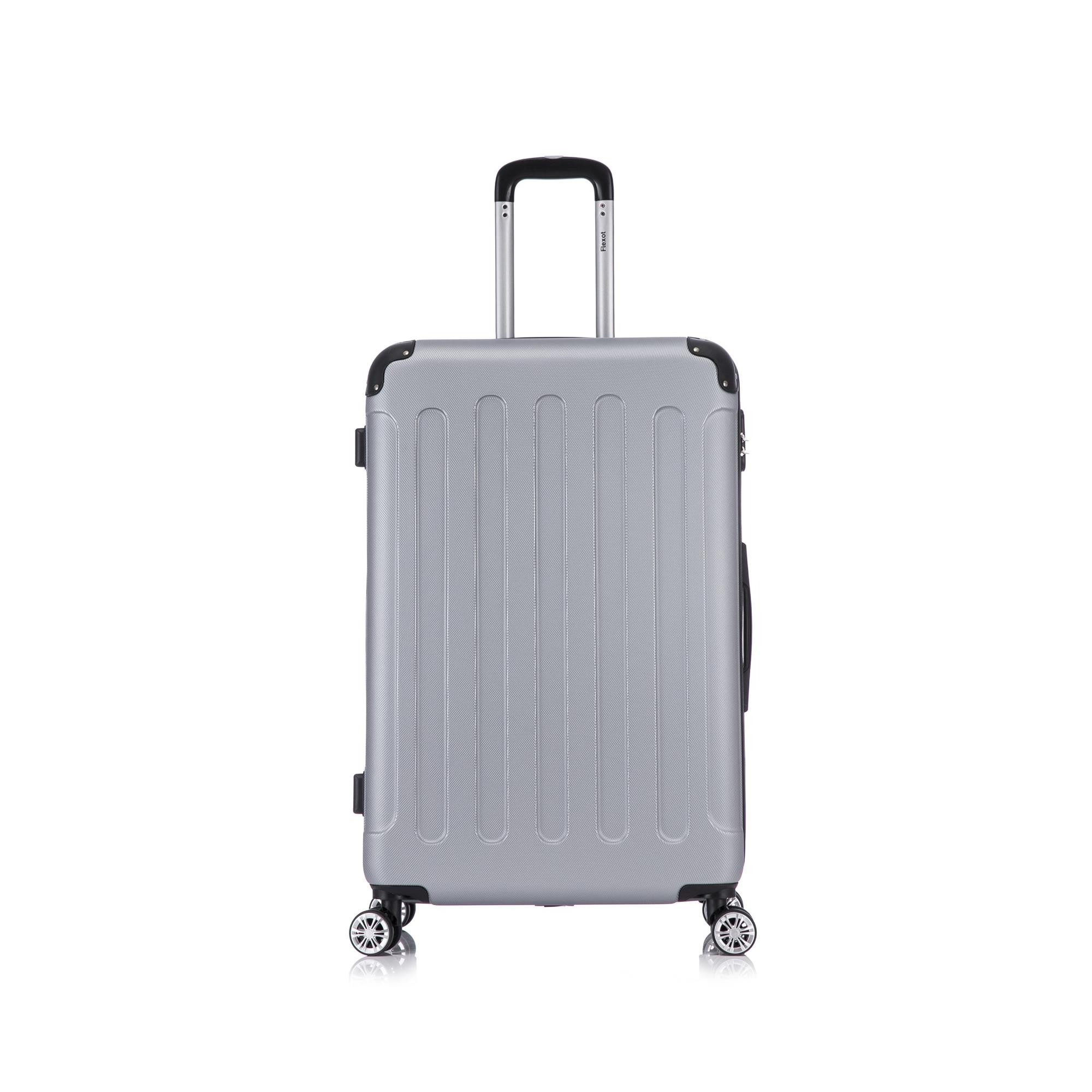 Flexot Hartschalen-Trolley F-2045 Kofferset, 360° Rollen, robuster Reisekoffer, Bordcase, 4 Rollen, Robuster und moderner Koffer mit vier 360° Rollen und Zahlenschloss