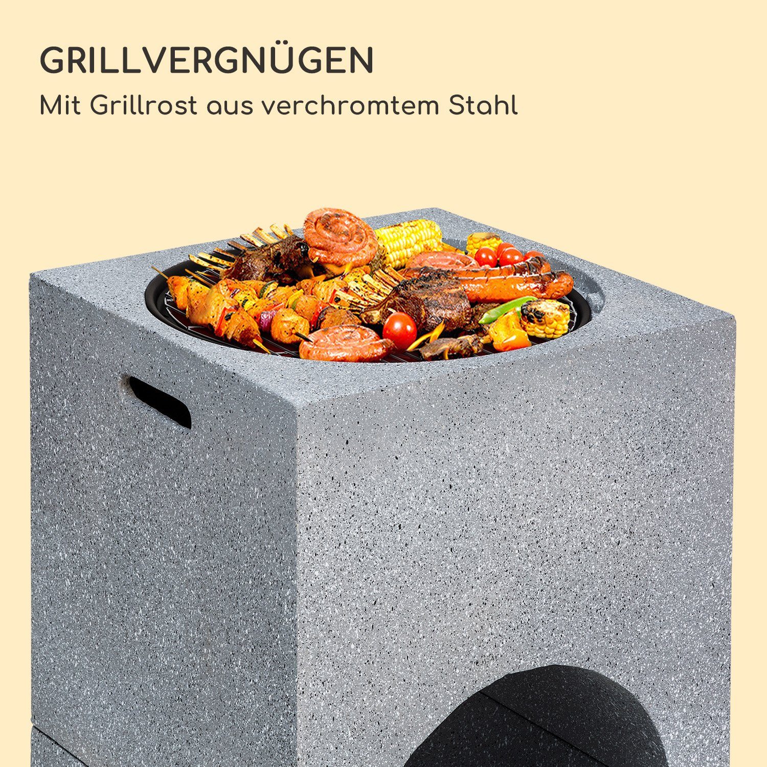 blumfeldt Feuerschale Monolith, (Set, Set), Garten Grill Funkenschutz Feuerkorb Feuerstelle Outdoor