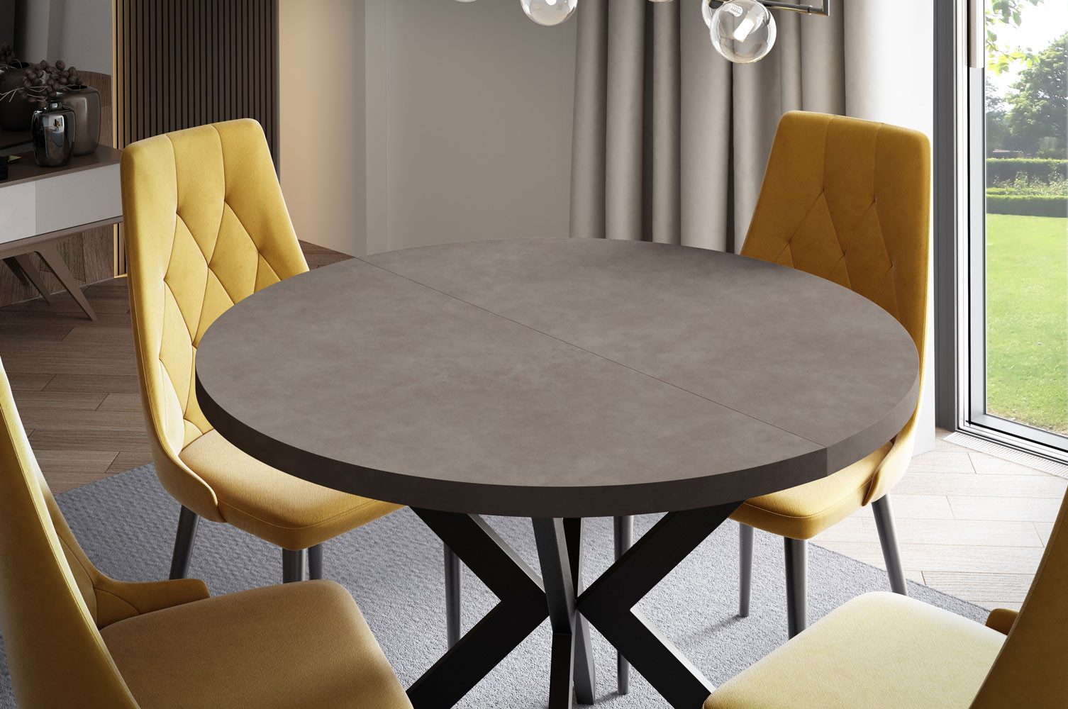 Feldmann-Wohnen Esstisch Edder (mit 2 Erweiterungsstücken und Metallgestell günstig online kaufen