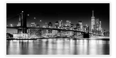 Posterlounge Poster Sascha Kilmer, New York City Skyline bei Nacht, Brooklyn Bridge I, Wohnzimmer Fotografie