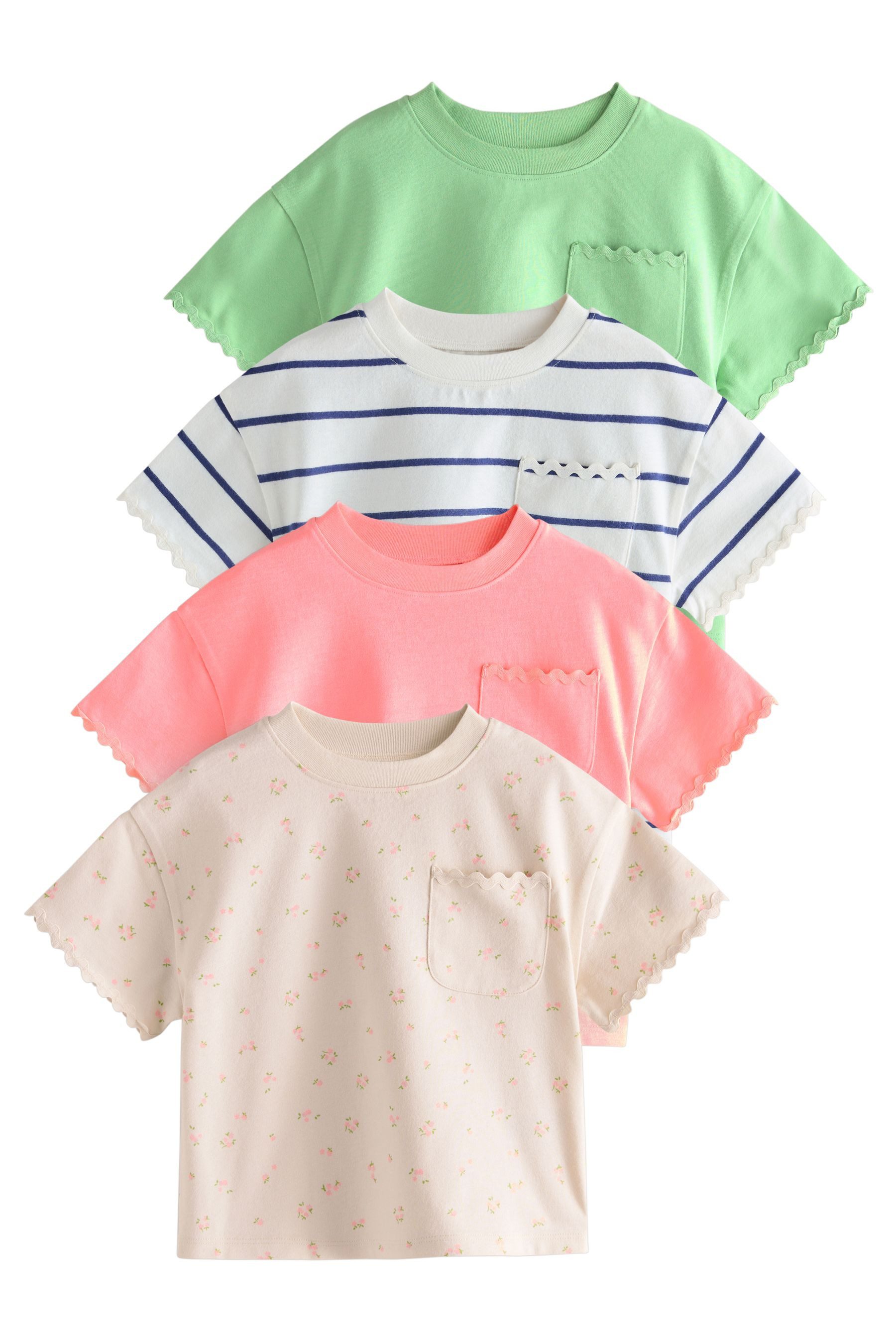 T-Shirt T-Shirts mit Tasche im 4er-Pack