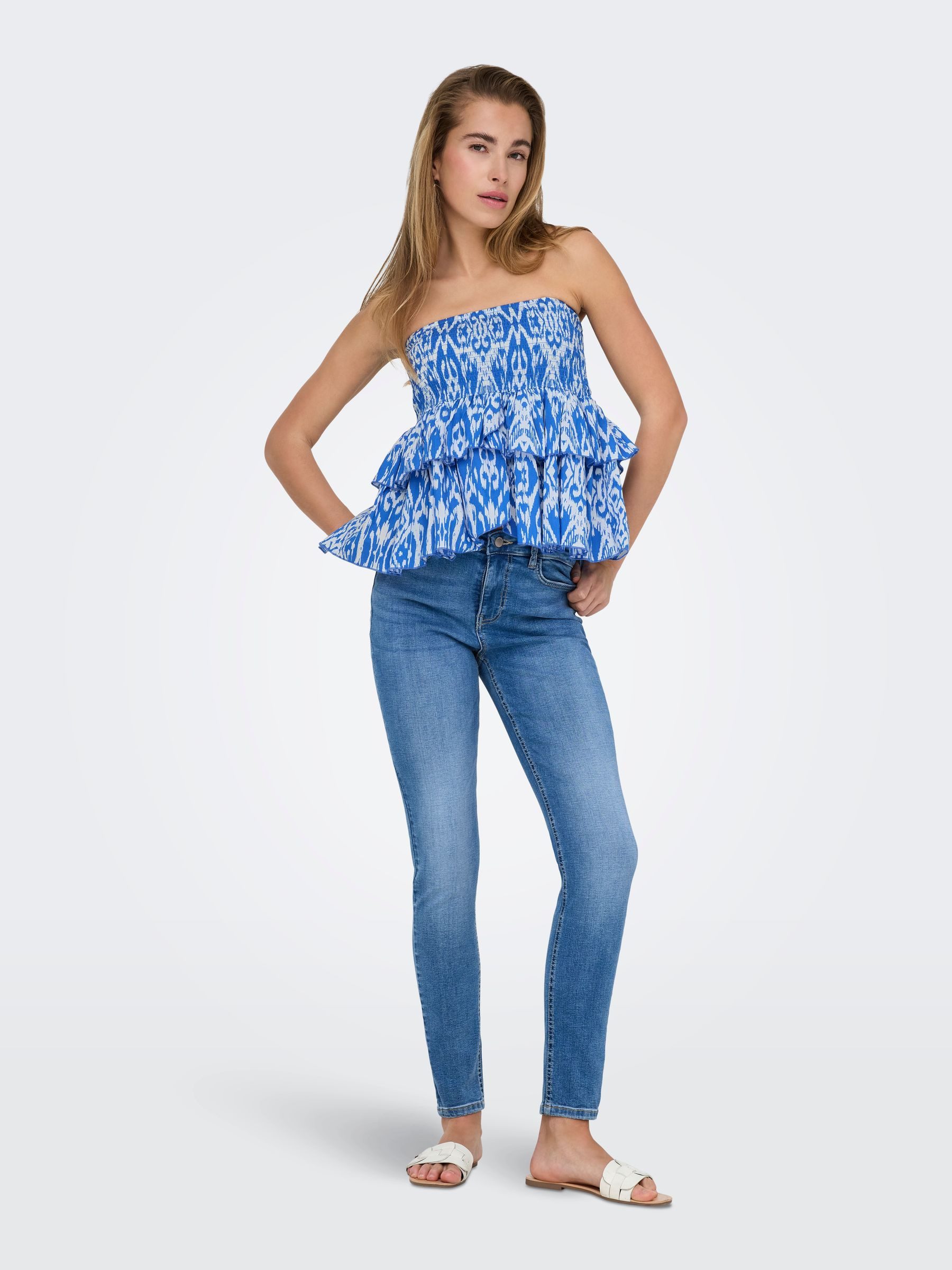 ONLY Sommerrock 2in1 Design als Oberteil mit elastischem Bund und Rüschen ONLNADJA 2IN1 LAYERED SKIRT NOOS PTM