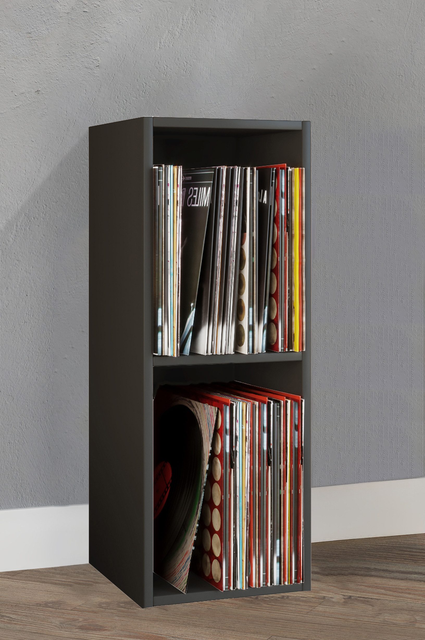 VCM Standregal Platto 2 B. 34 x T. 30 x H. 72 cm, Holz Stand Regal, Platz für 65 Schallplatten, 2 Fächer, Holzwerkstoff – Bild 3 von 4