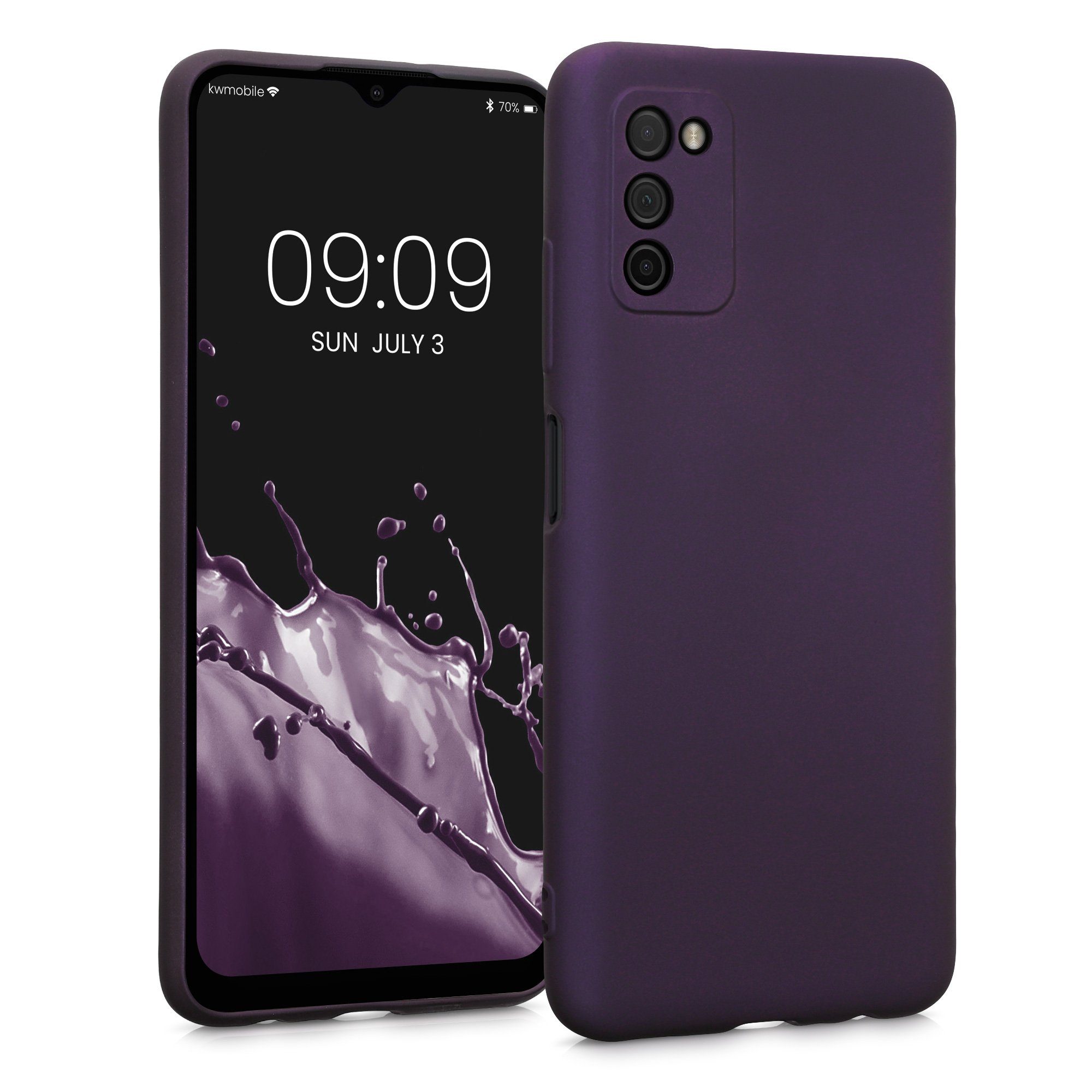 kwmobile Handyhülle Handyhülle für Samsung Galaxy A03s Hülle, Silikon Case metallisch schimmernd - Schutzhülle Cover