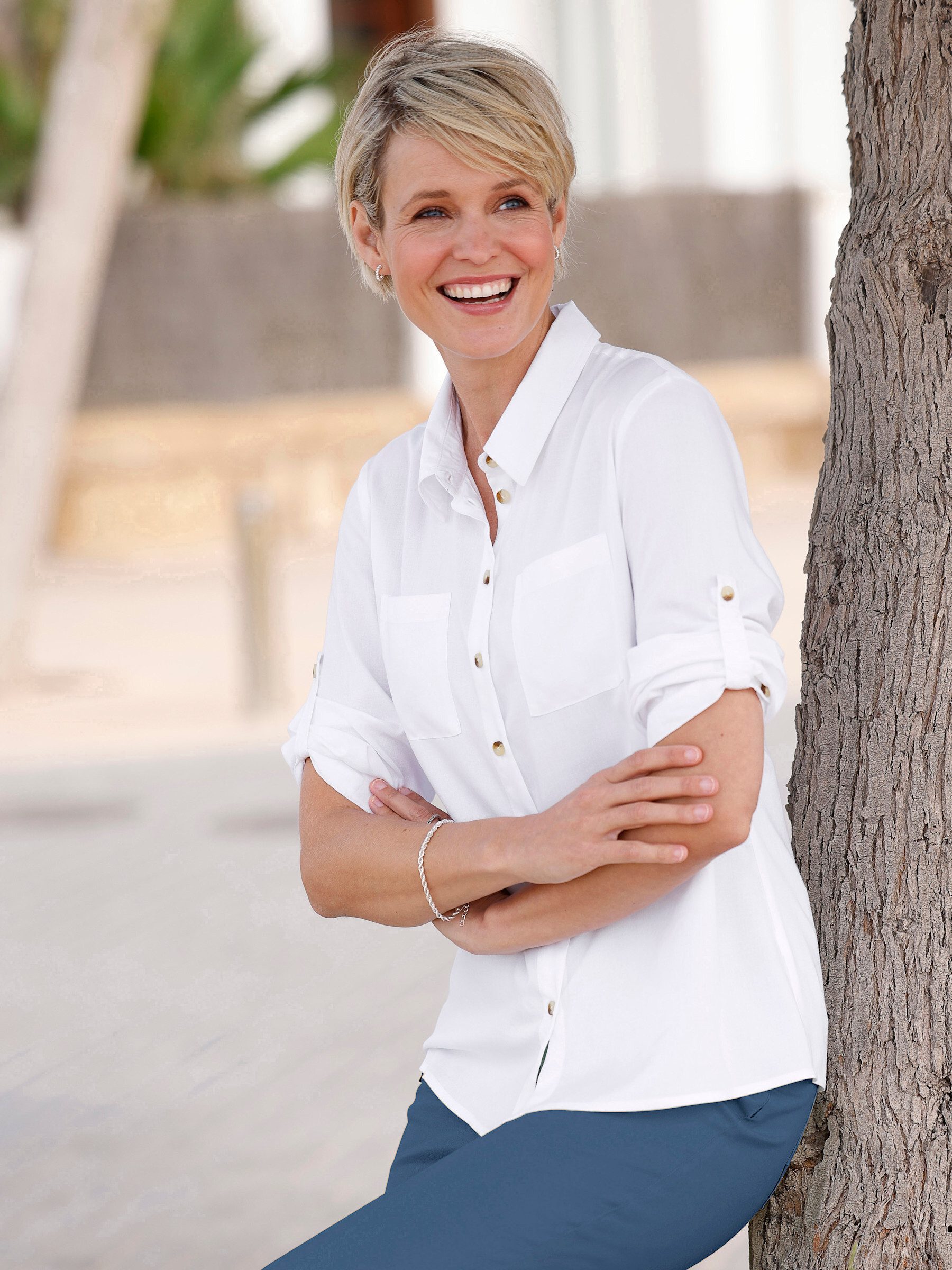 Sieh an! Klassische Bluse Bluse 3/4-Arm