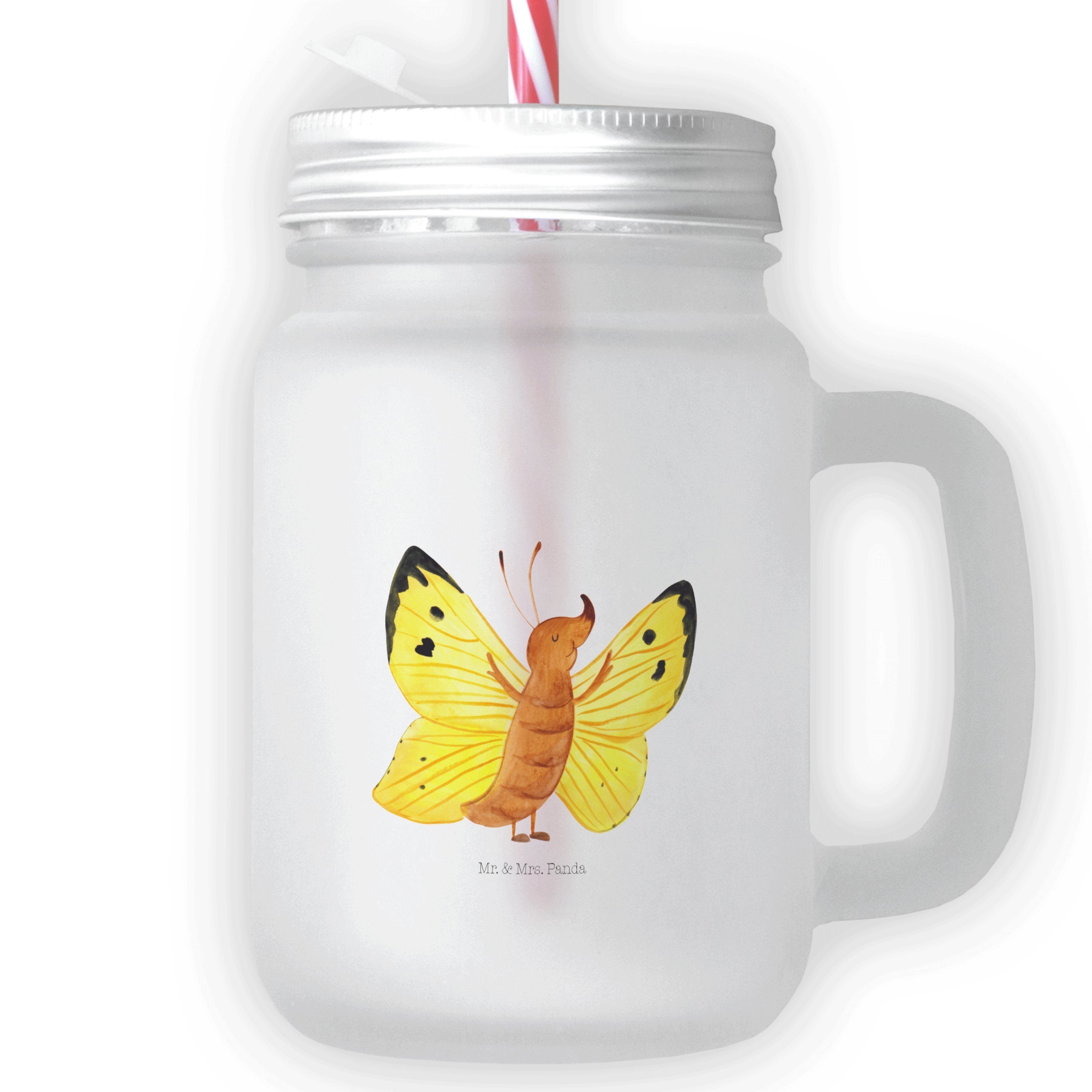 Mr. & Mrs. Panda Glas Schmetterling Zitronenfalter - Transparent - Geschenk, Sommerparty Ei, Premium Glas | Gläser