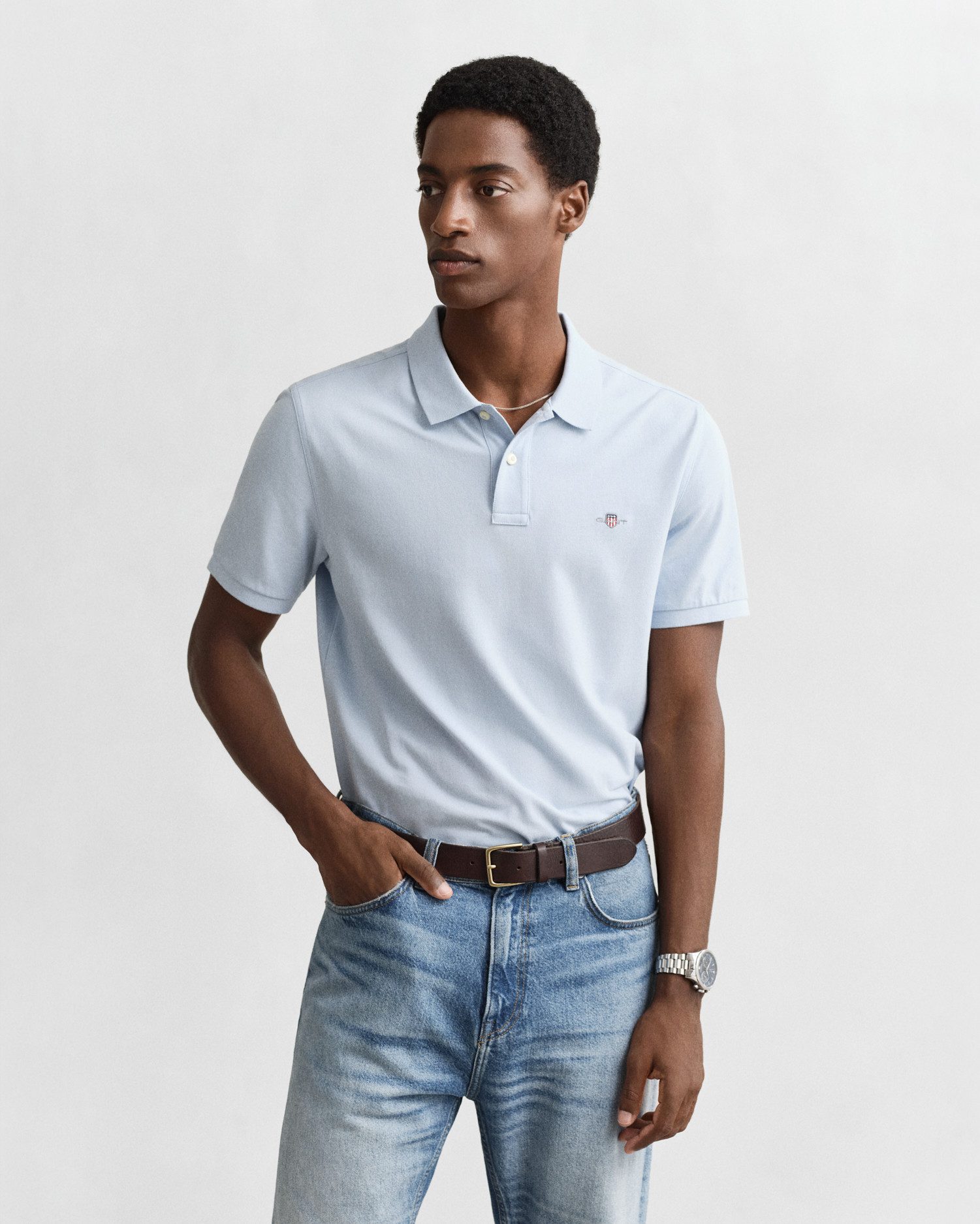 Gant Poloshirt REG SHIELD SS PIQUE POLO mit Logo und Flachstrickkragen 100% Baumwolle Pique