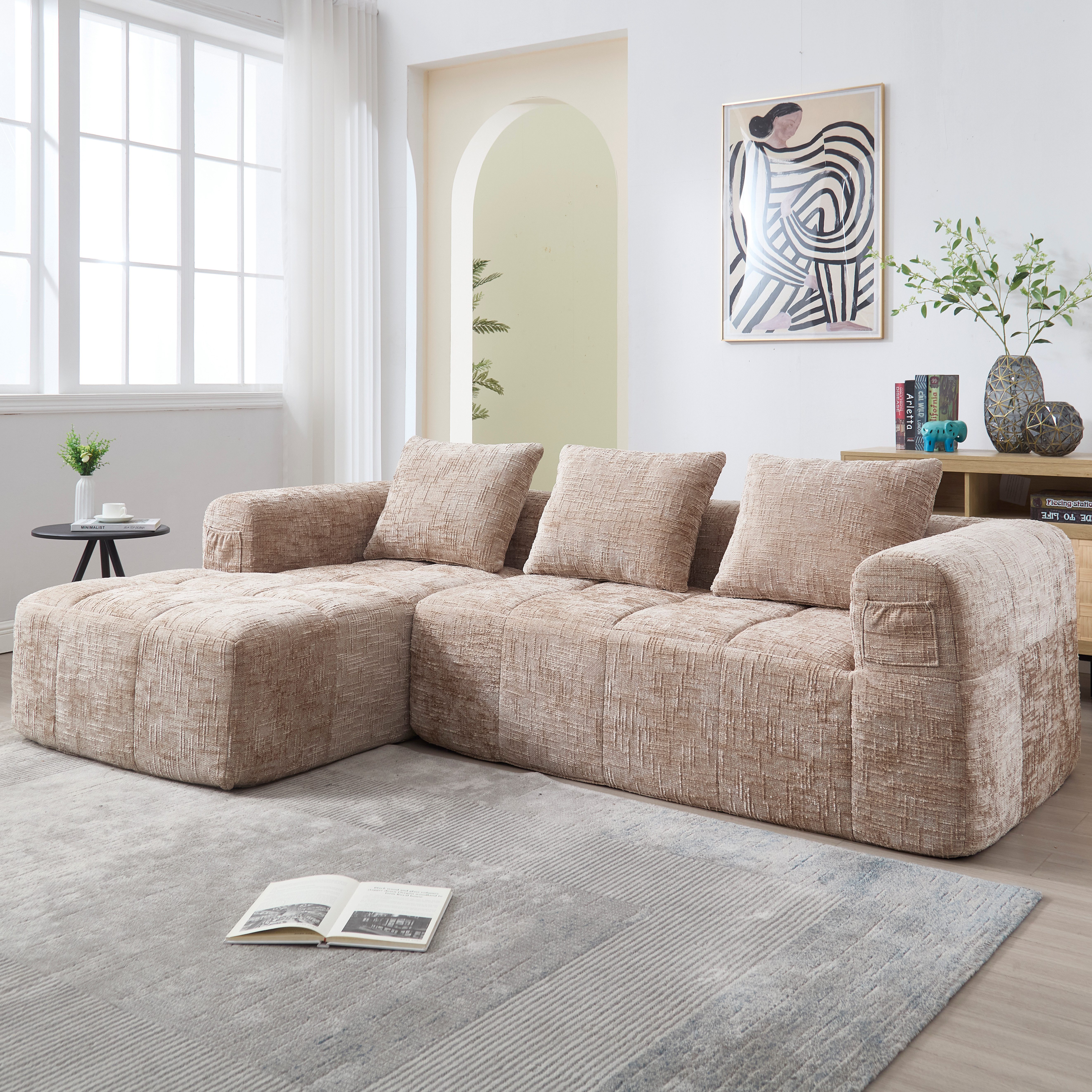 STILVORA Sofa mit bettfunktion,schlafsofas wohnzimmer,sofa l-form mit relaxfunktion, Perfekt für Entspannung & Nickerchen