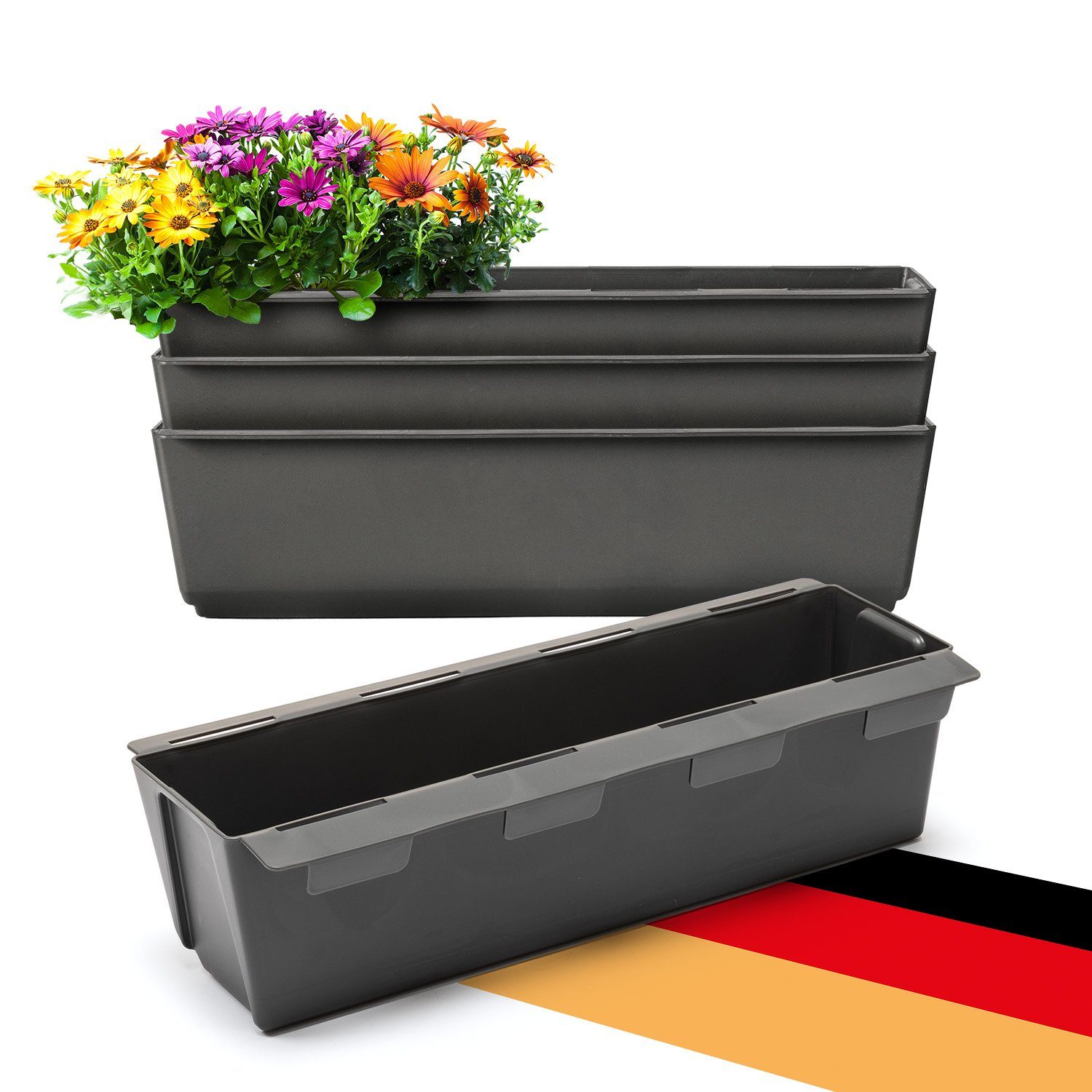 BigDean Blumenkasten Paletten-Einsatz zum Einhängen 37cm anthrazit Pflanzka günstig online kaufen