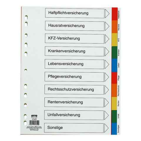 Otto Office Aktenordner, Register Versicherungen, DIN A4 überbreit, 10-tlg., Kunststoff