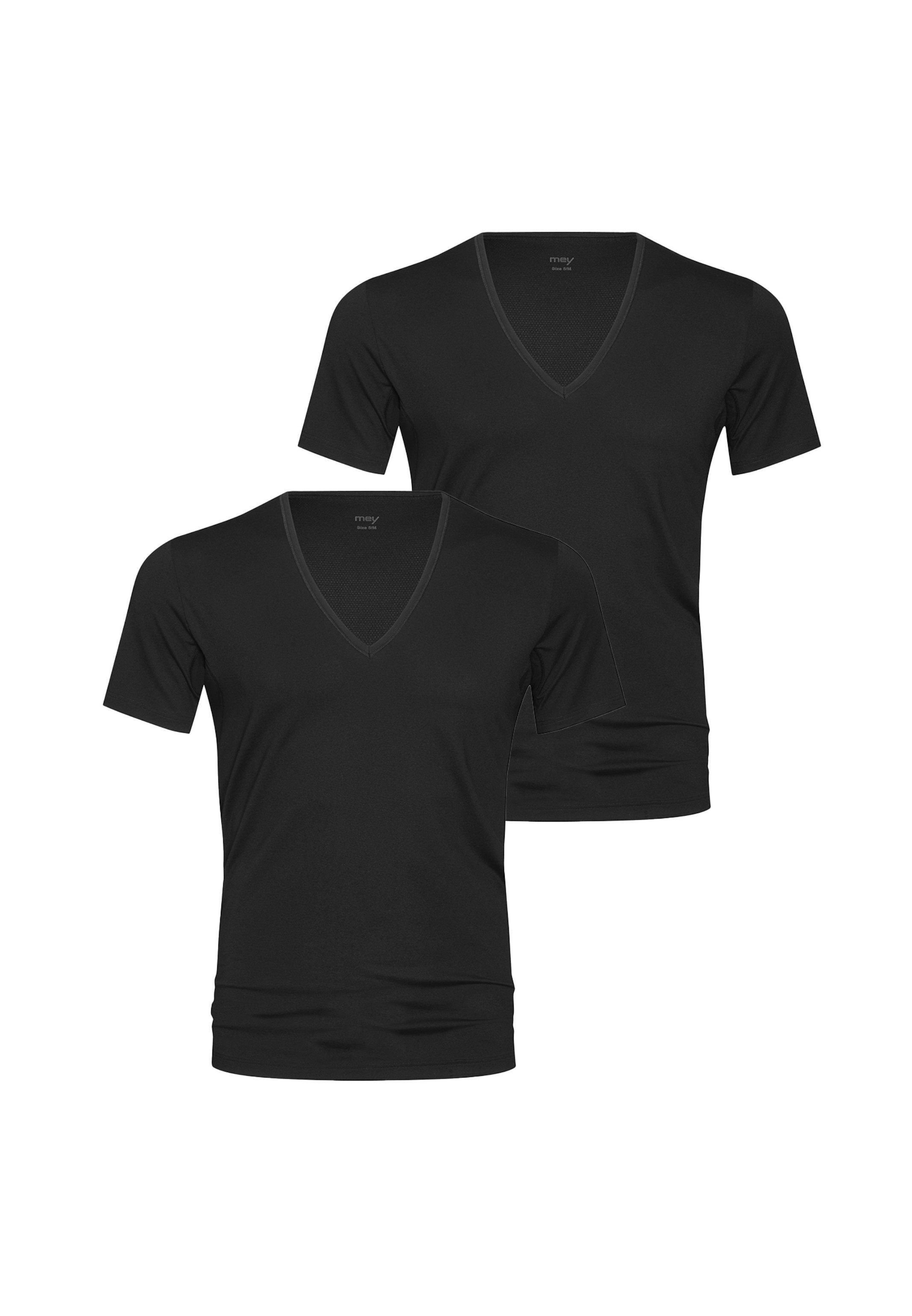 Mey Unterhemd 2er Pack Dry / Baumwolle Thermoregulierend 2-St) - Shirt - (Spar-Set, Cotton Schwarz Unterhemd Kurzarm
