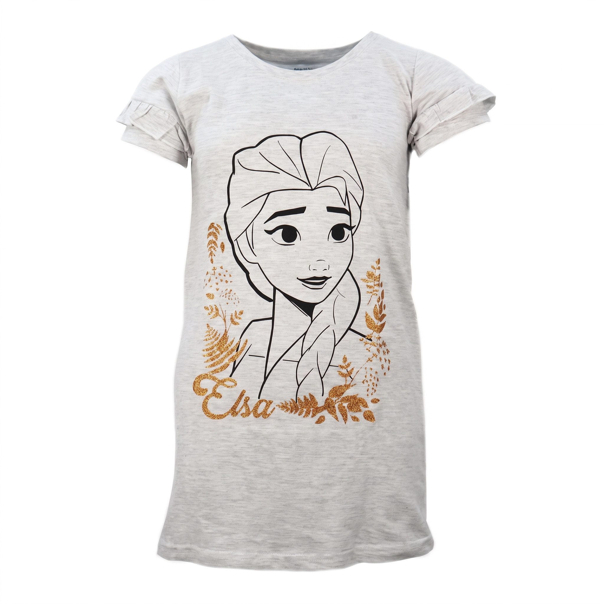 Disney Pyjamaoberteil Disney Die EIskönigin Elsa kurzarm Schlafshirt Nachthemd Schlafkleid Gr. 104 bis 134