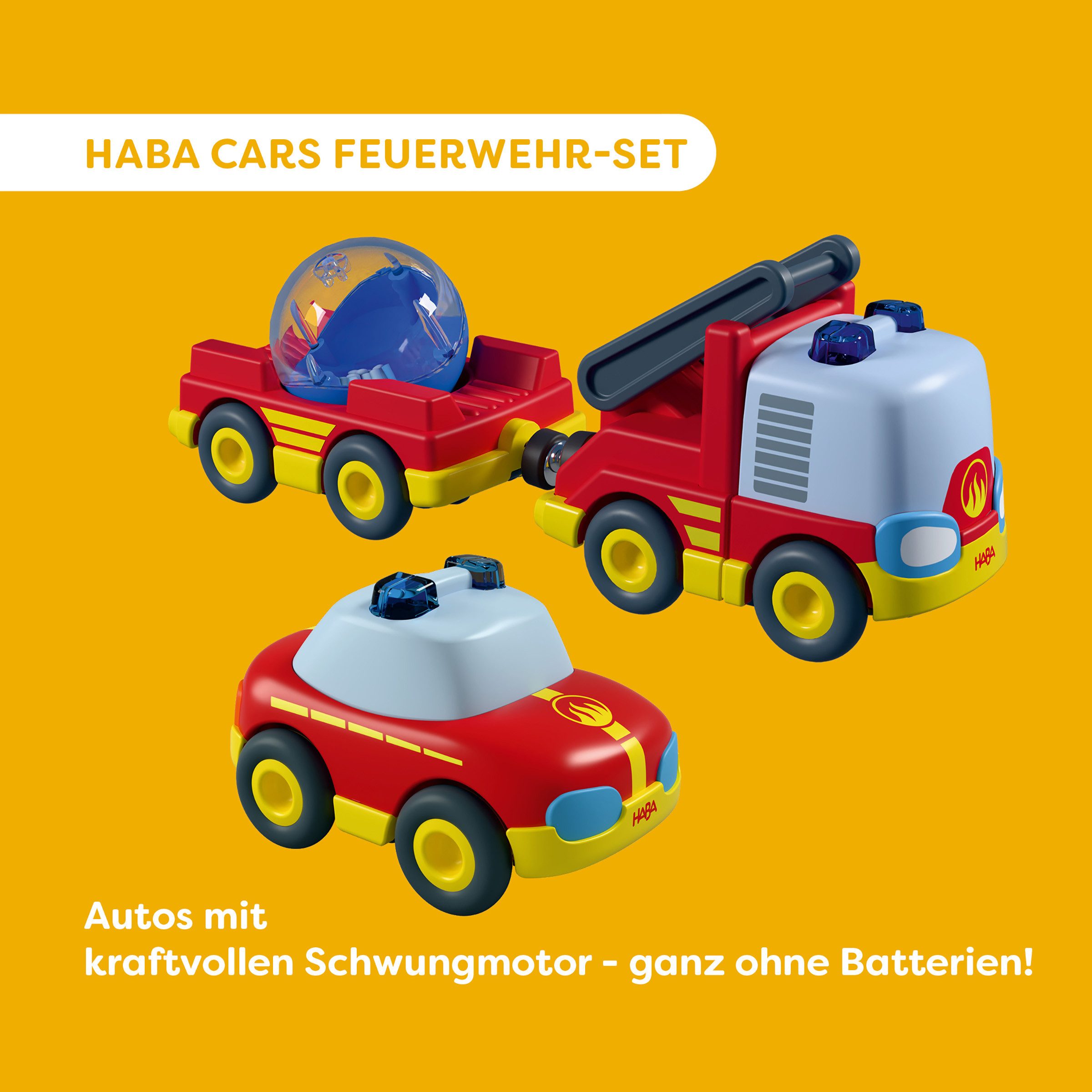 Haba Spielzeug-Feuerwehr Fahrzeug-Set Feuerwehr
