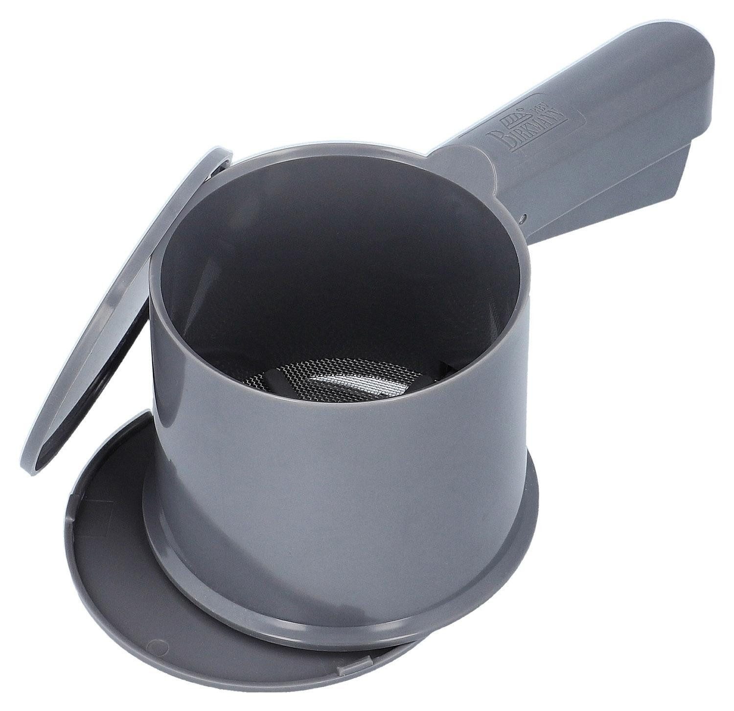 Birkmann Küchensieb EASY BAKING, Mehlsieb, Kunststoff Ø 10 cm, Kunststoff, (1-St), Dunkelgrau, mit Deckel und Boden