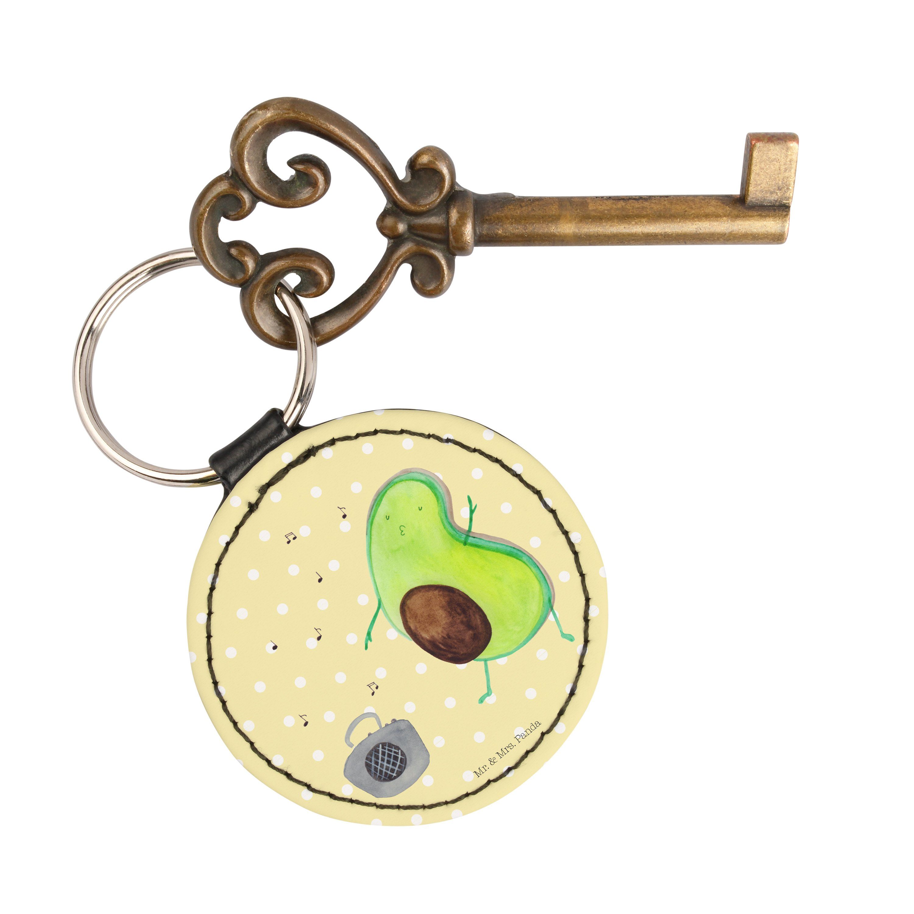 Pastell - tanzt Panda Geschenk, Anhänger, - (1-tlg) Schlüsselanhänger, Gelb & Avocado Mrs. Mr. Schlüsselanhänger