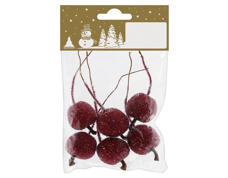 Rodermund Weihnachtsfigur Deko Äpfel rot geeist Ø 3 cm an Draht, 6 Stück günstig online kaufen