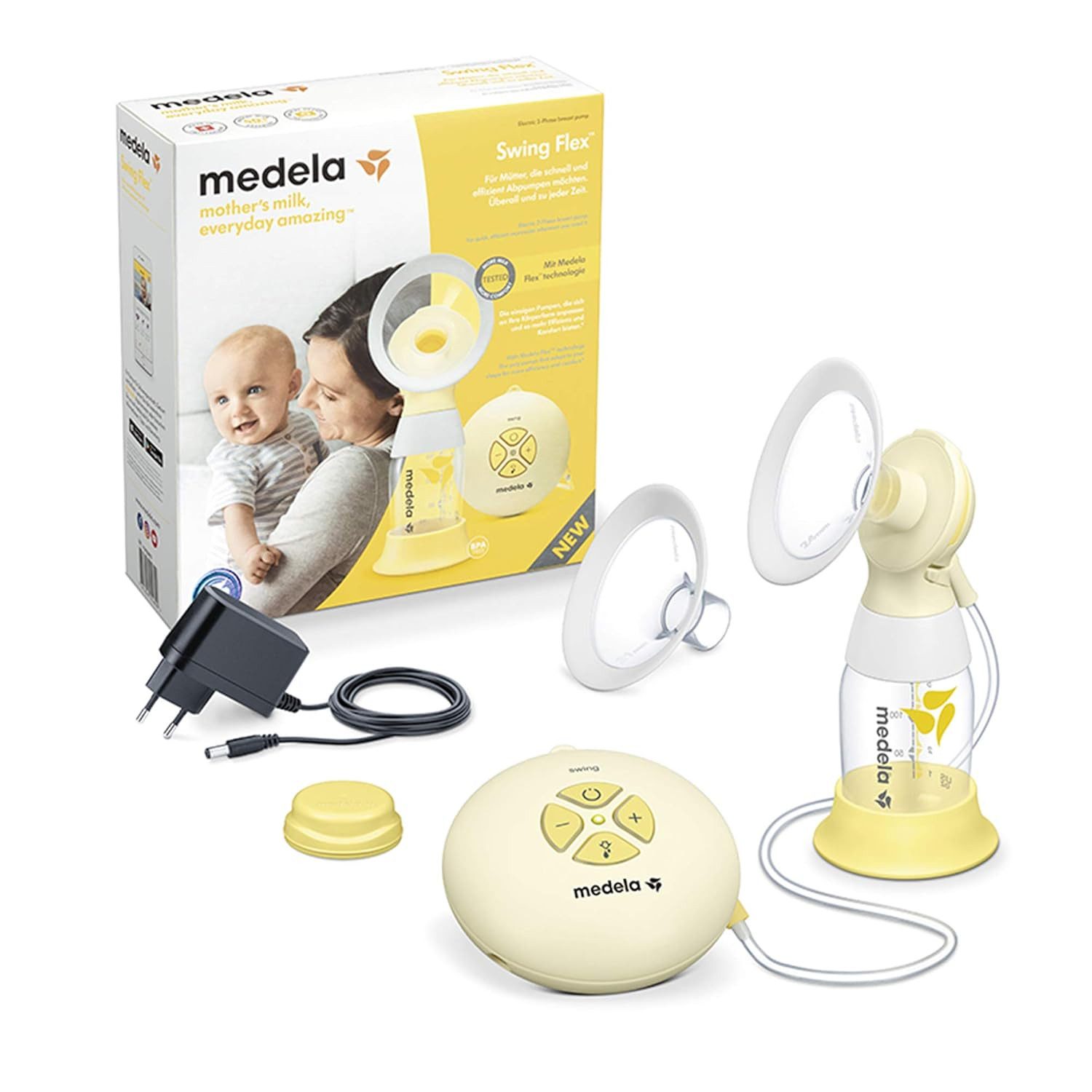MEDELA Elektrische Milchpumpe Swing Flex™ tragbar mit 2-Phasen-Expression-Technologie, Überall und zu jeder Zeit effizient Abpumpen