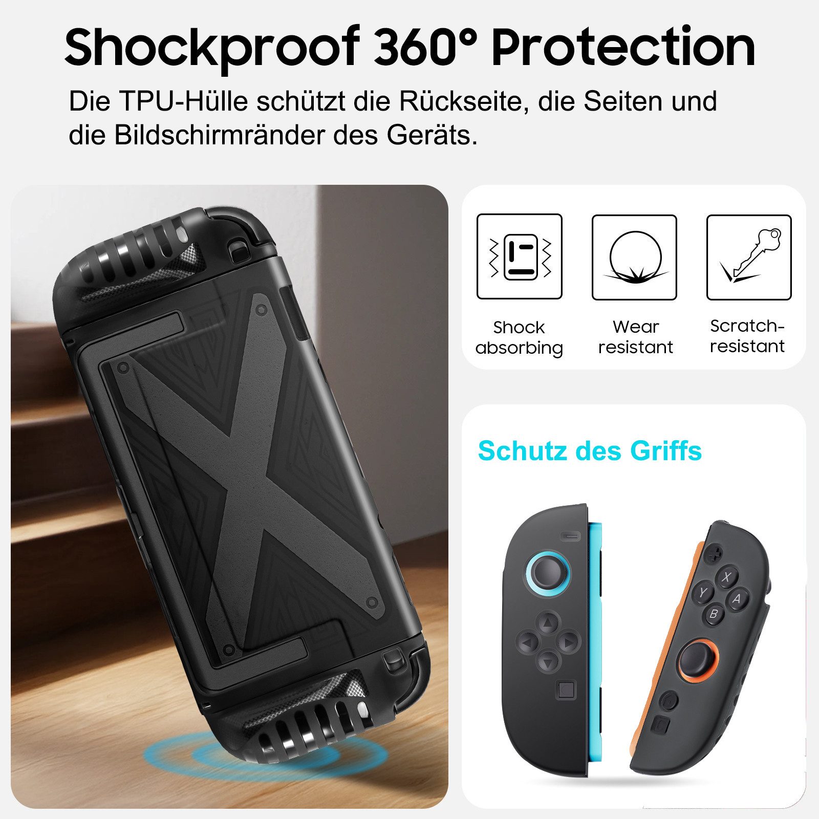 ibettertec Dockable Hülle für Nintendo Switch 2, Stoßfeste PC+TPU Griffhülle Zubehör Nintendo (Weich Komfort Stoßfest Antikratz Schutzhülle, Kompatibel mit Konsole und JoyCon Controllern, Geteiltes Design)