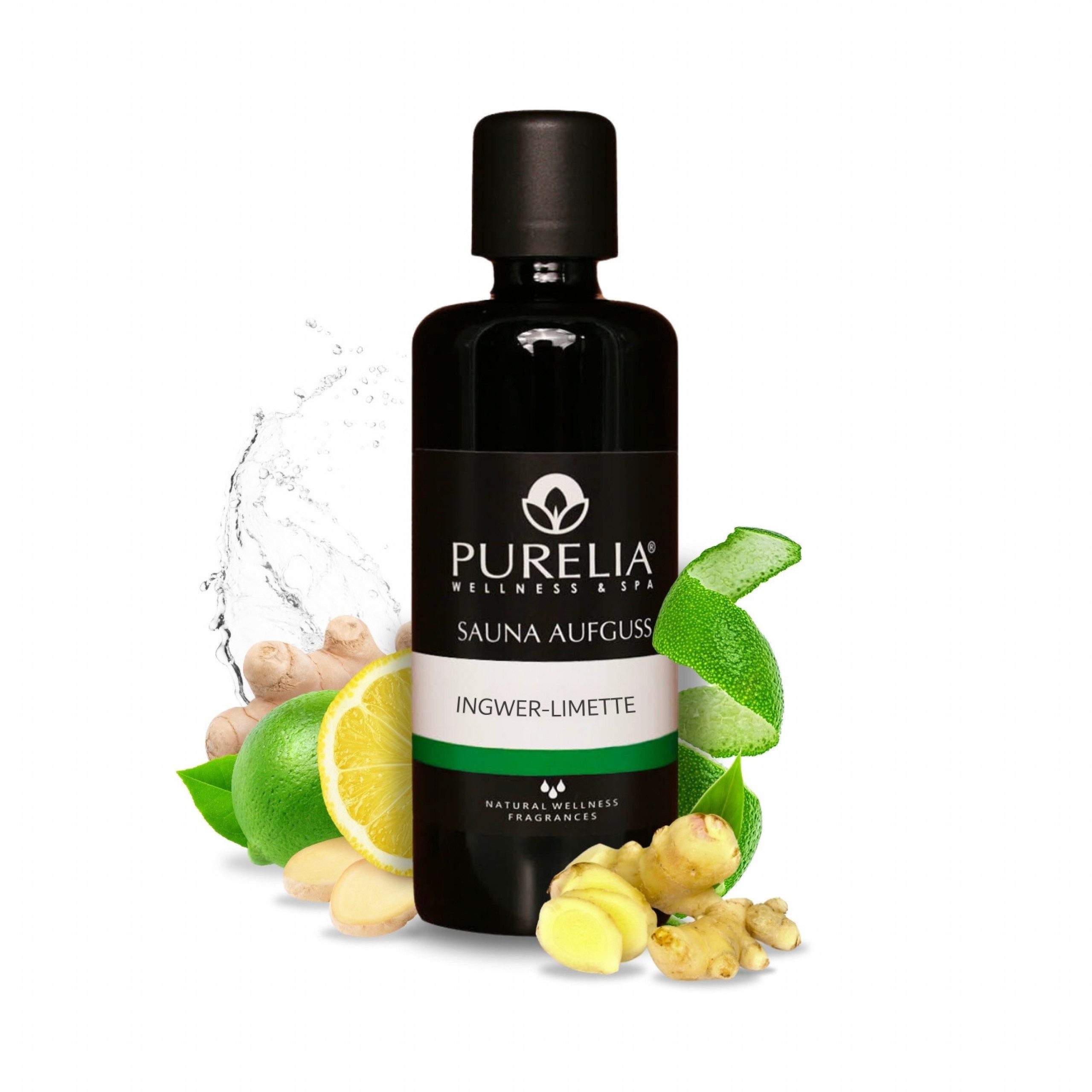Purelia Aufgusskonzentrat PURELIA Saunaaufguss Konzentrat Ingwer-Limette 100 ml natürlicher