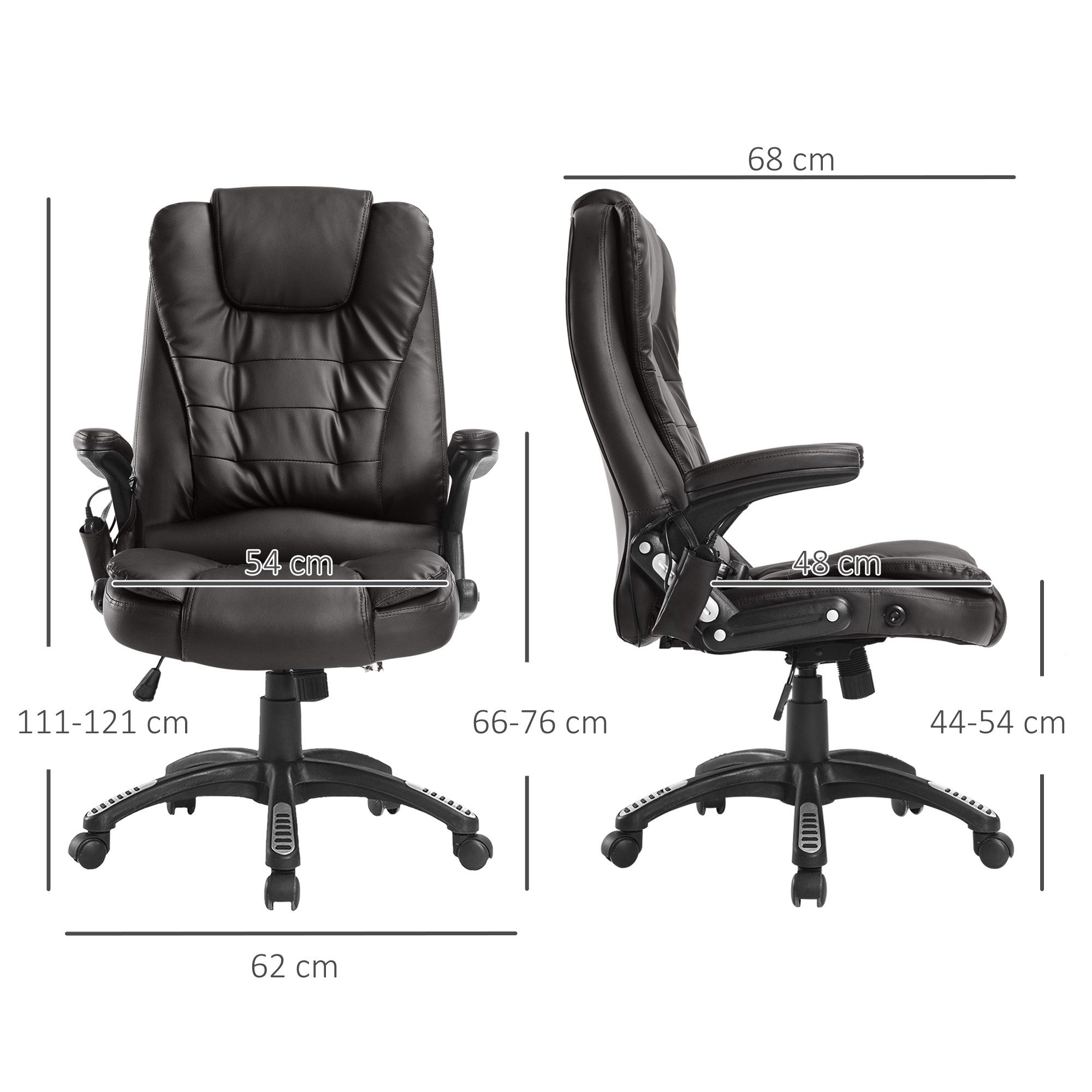 HOMCOM Schreibtischstuhl Bürostuhl mit Massagefunktion Ergonomischer Chefsessel (Massagesessel, 1 St), für Wohnbereich, Braun