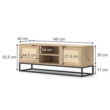 Vicco Lowboard TV-Schrank Natal 140 cm Noak Eiche