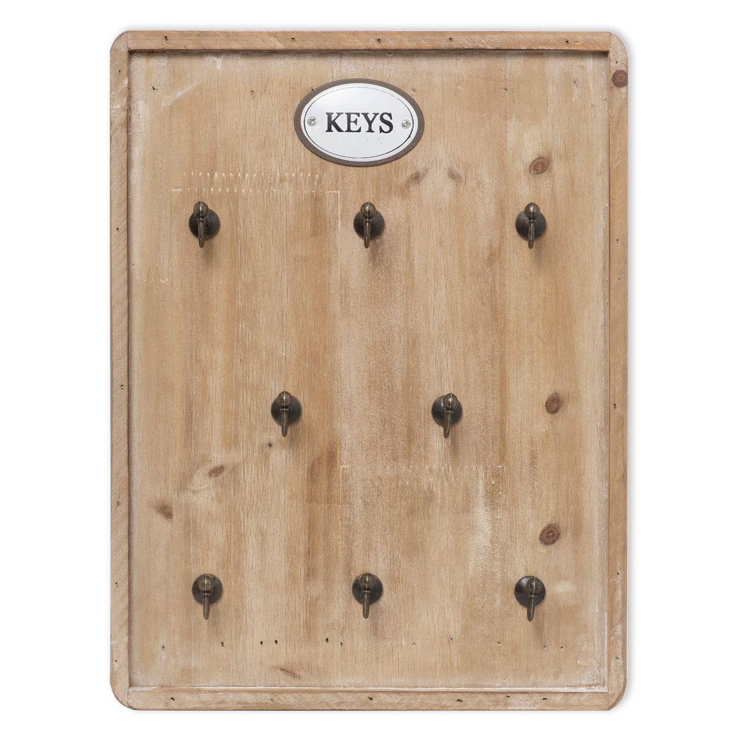 Moritz Schlüsselbrett 27x36cm Keys 8 Haken mit Rahmen braun, Schlüsselkasten Vintage Schlüsselbox Schlüsselleiste Schlüsselhaken