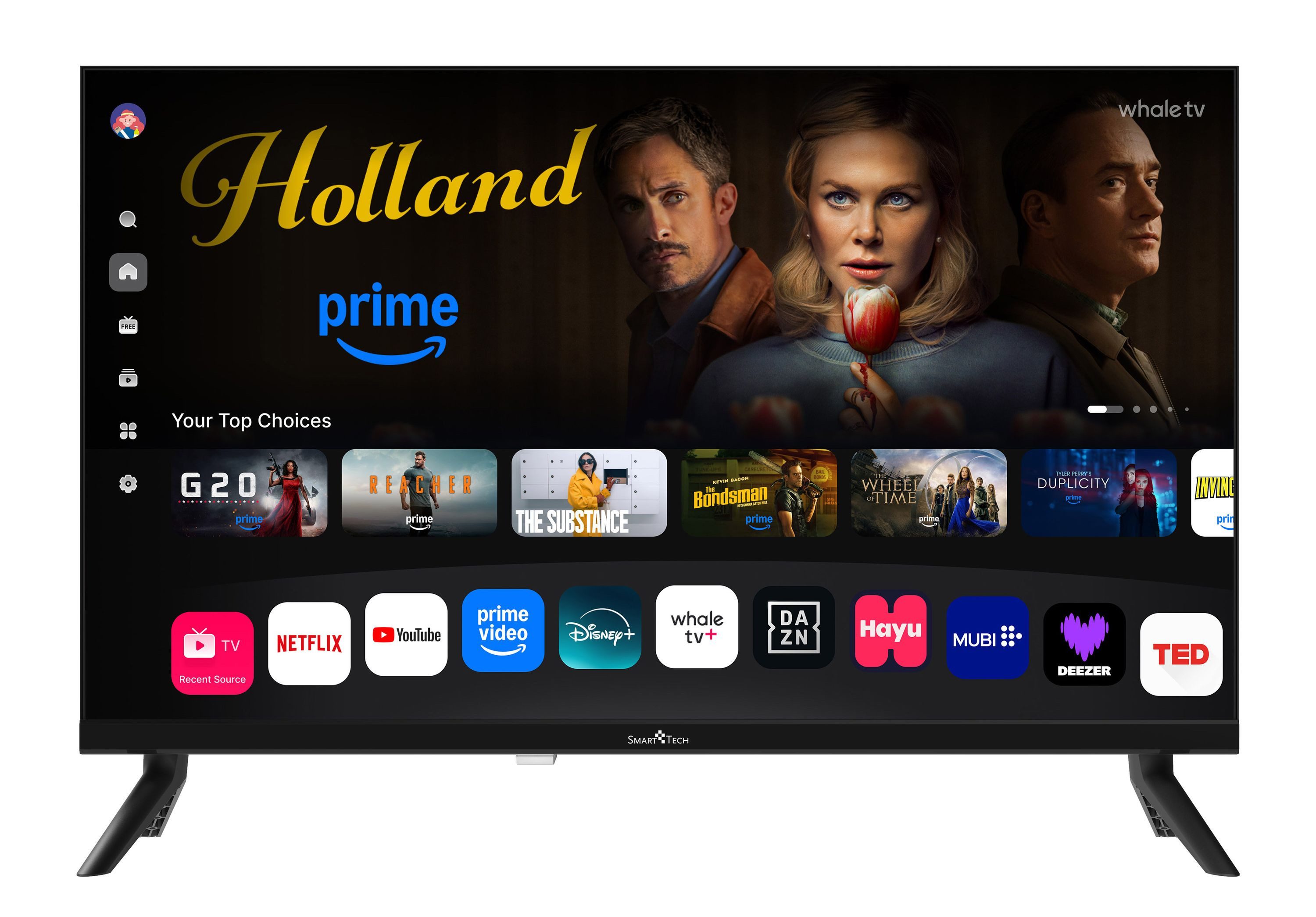Smart Tech 24HH01V LED-Fernseher (60 cm/24 Zoll, HD-ready, Whale TV, Whale Smart TV, HDR, Bluetooth, Triple-Tuner)