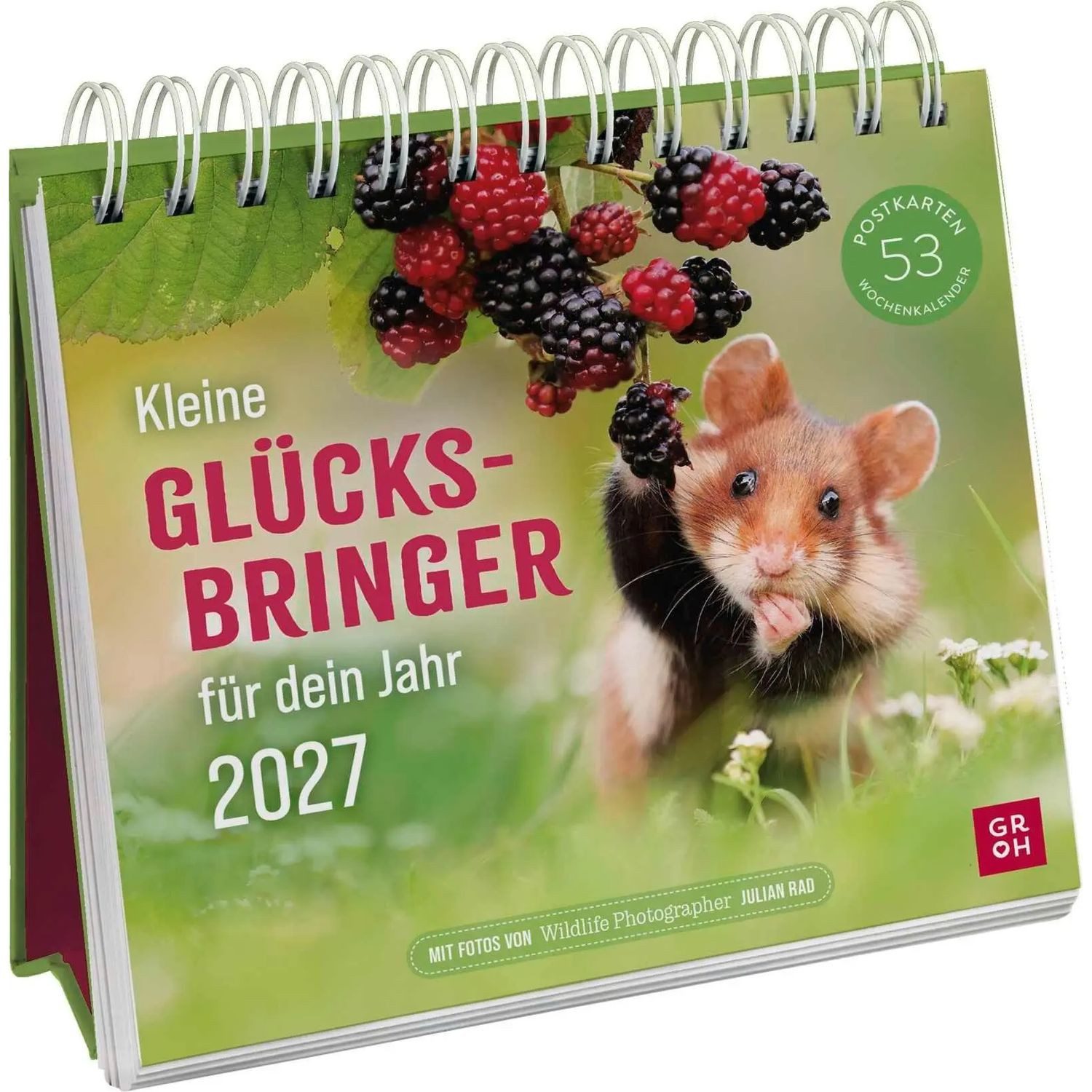 groh Verlag Tischkalender Postkartenkalender 2027: Kleine Glücksbringer für dein Jahr