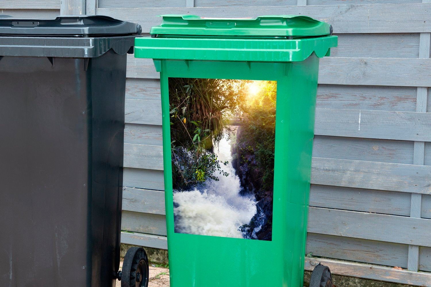 (1 Abfalbehälter Wandsticker Sticker, der der Landschaft Mülltonne, mit St), Bild Schönes des Mülleimer-aufkleber, MuchoWow Iguazú-Nationalparks Container,