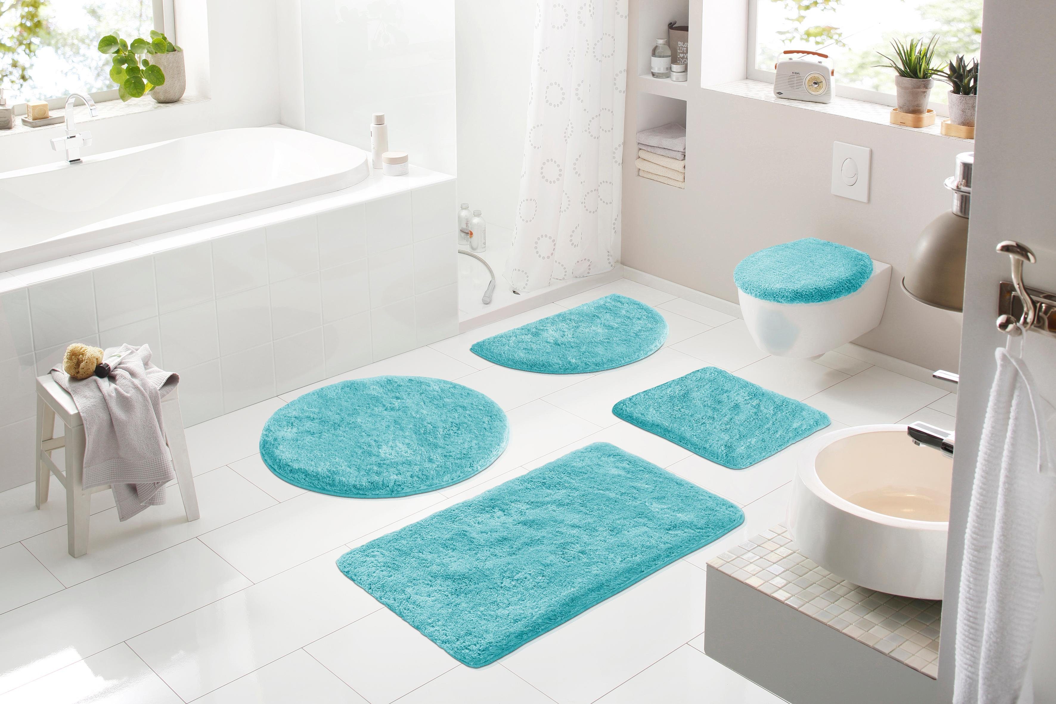 Grund Badematte Melos, Badvorleger, Badezimmer Teppich, sehr weich, Höhe 27 mm, rutschhemmend beschichtet, fußbodenheizungsgeeignet, Kunstfaser, rechteckig, melierte Optik, sehr weicher Flor, Melange-Effekt, Made in Europe