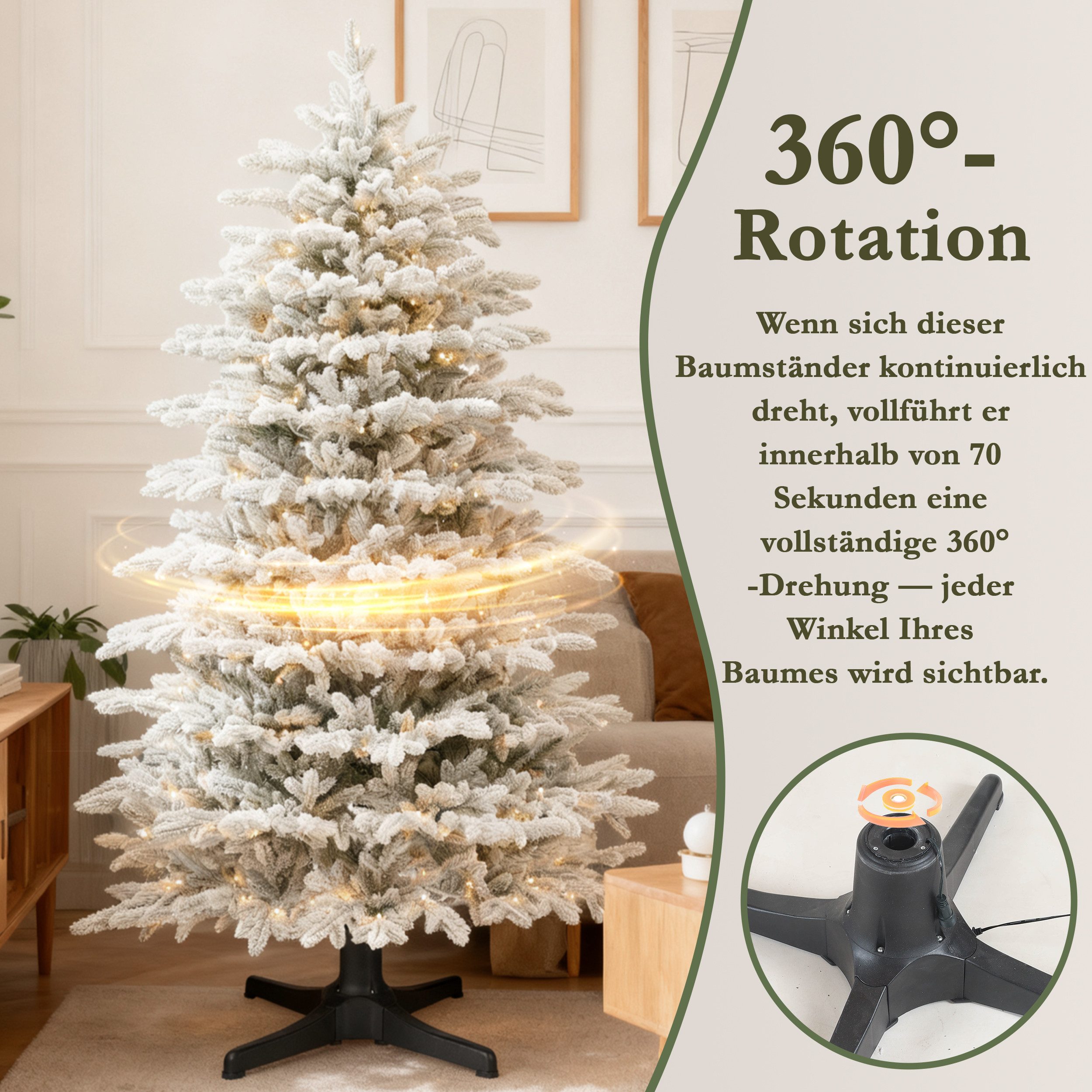 Vankel Künstlicher Weihnachtsbaum mit Beleuchtung, Weihnachtsbaum mit Schne günstig online kaufen