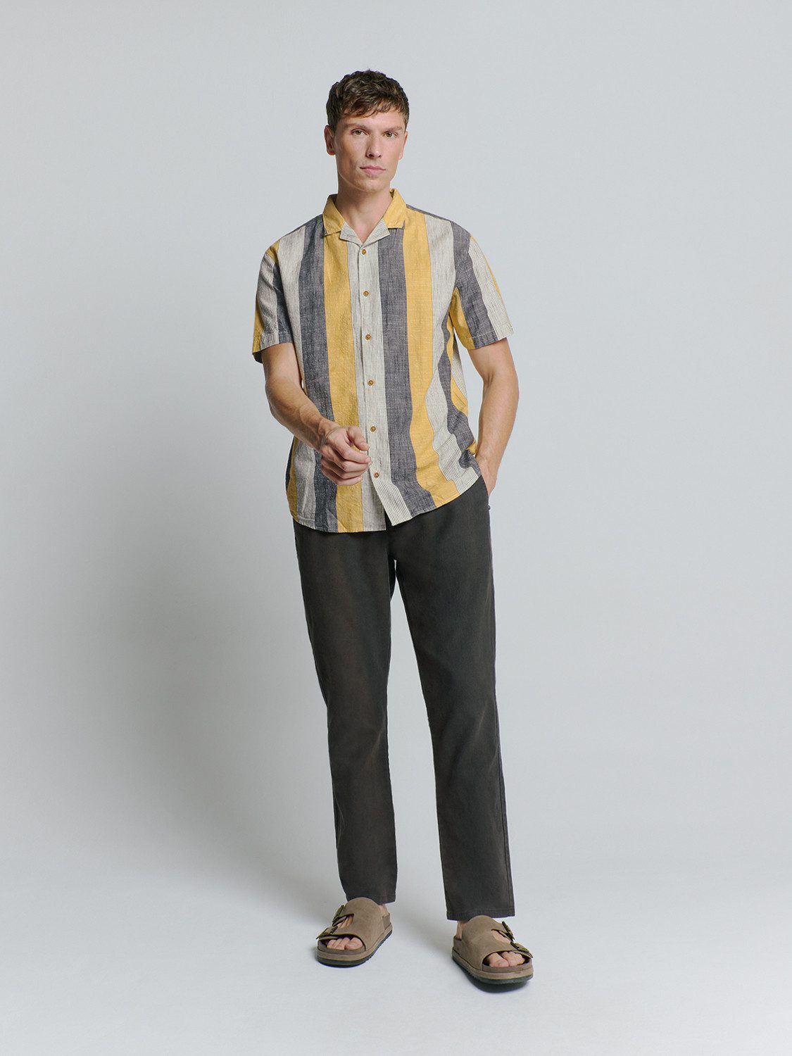 NO EXCESS Langarmhemd No Excess Gestreiftes Hemd