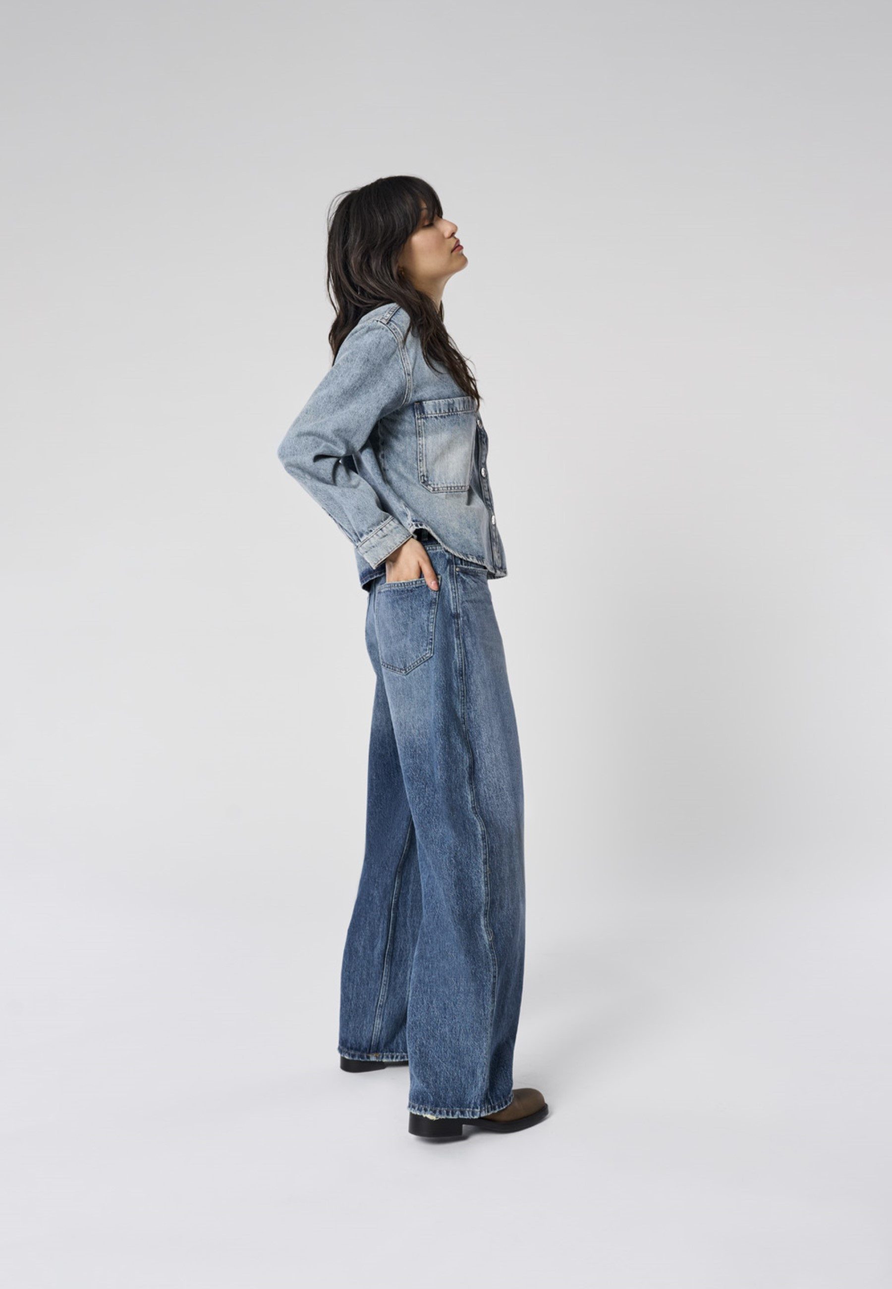 ONLY High-waist-Jeans ONLTAYLOR HW BARREL DNM TAI466 NOOS Baumwolle, loose fit