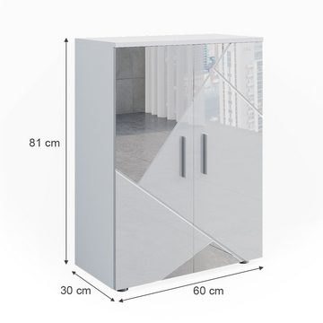 Vicco Kommode Spiegelbadschrank Badezimmermöbel Irma 60x81 cm Weiß Hochglanz