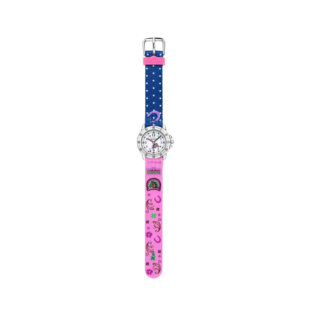 Scout Quarzuhr Action Kinderuhr 164000043 Pferde Textilband Pink Dunkelblau 32 mm
