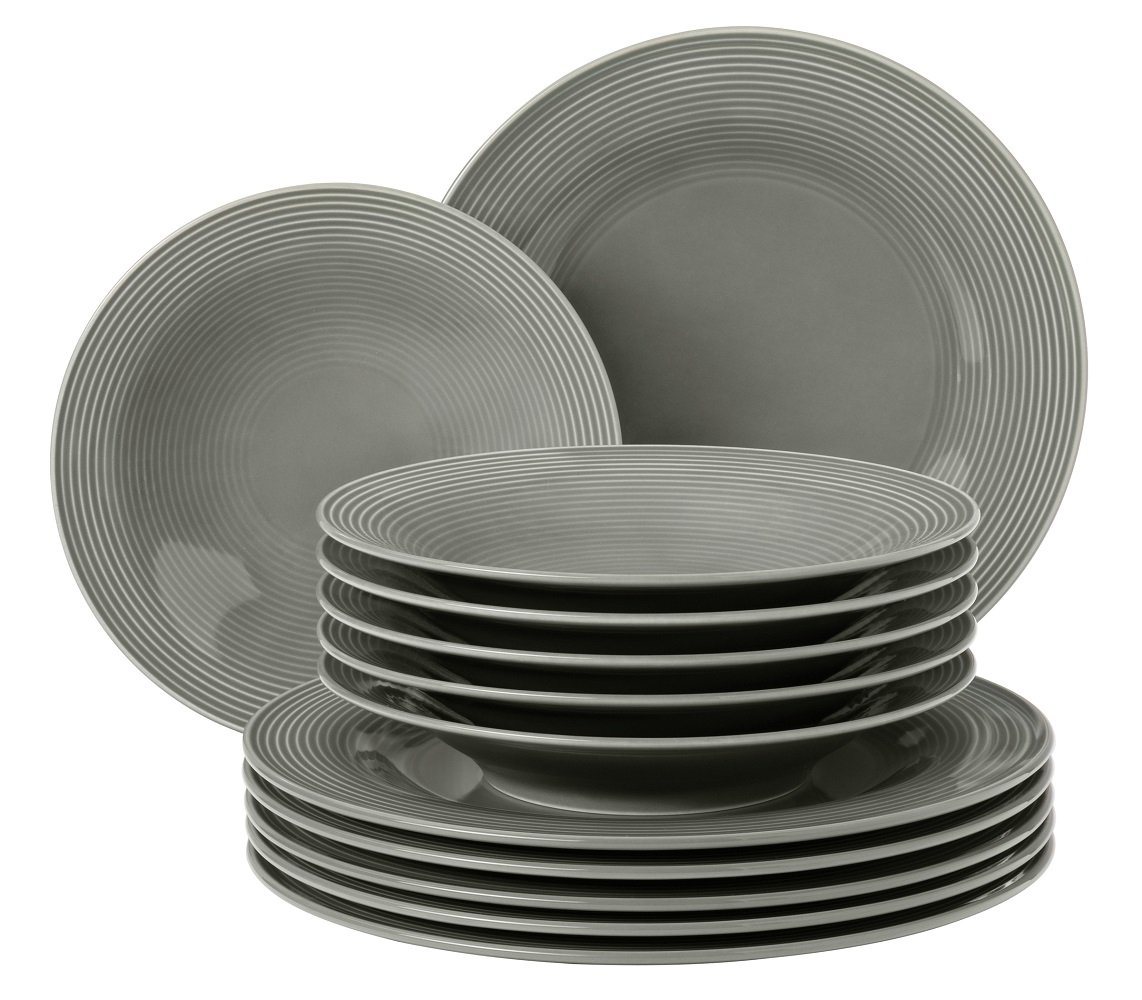 Seltmann Weiden Tafelservice Seltmann Weiden Beat Perlgrau Tafel Service 12tlg., 6 Personen, Porzellan