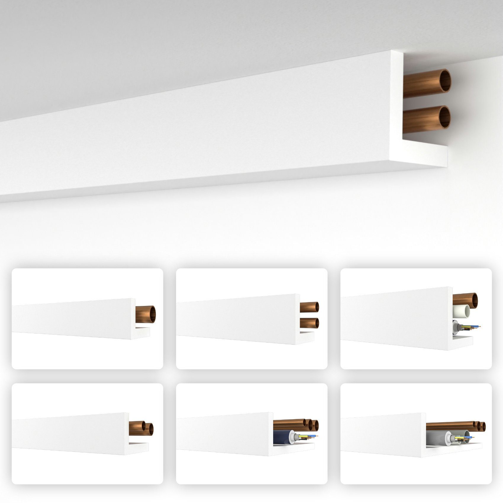 HEXIMO Winkelprofil HRA 2 (Rohrabdeckung weiß 1,7 meter Profile - XPS Abdeckleisten für Heizungsrohre, L-Profil Rohrabdeckleiste Eckleiste Modell: HRA-2 - 67x67 mm (25 cm Musterstück)