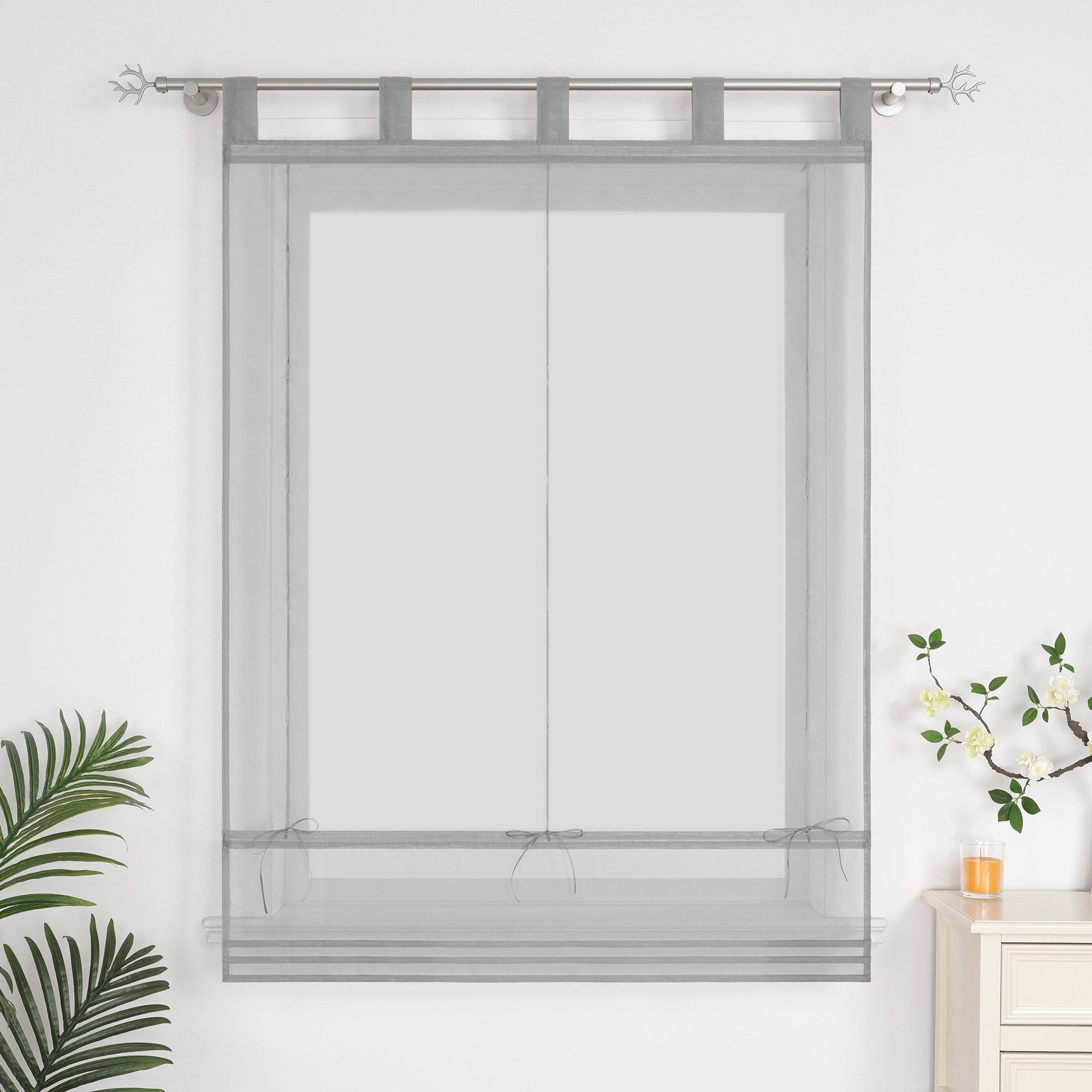 Joyswahl Raffrollo Sophia, mit Schlaufen, Voile Uni Wohnzimmer Gardine günstig online kaufen