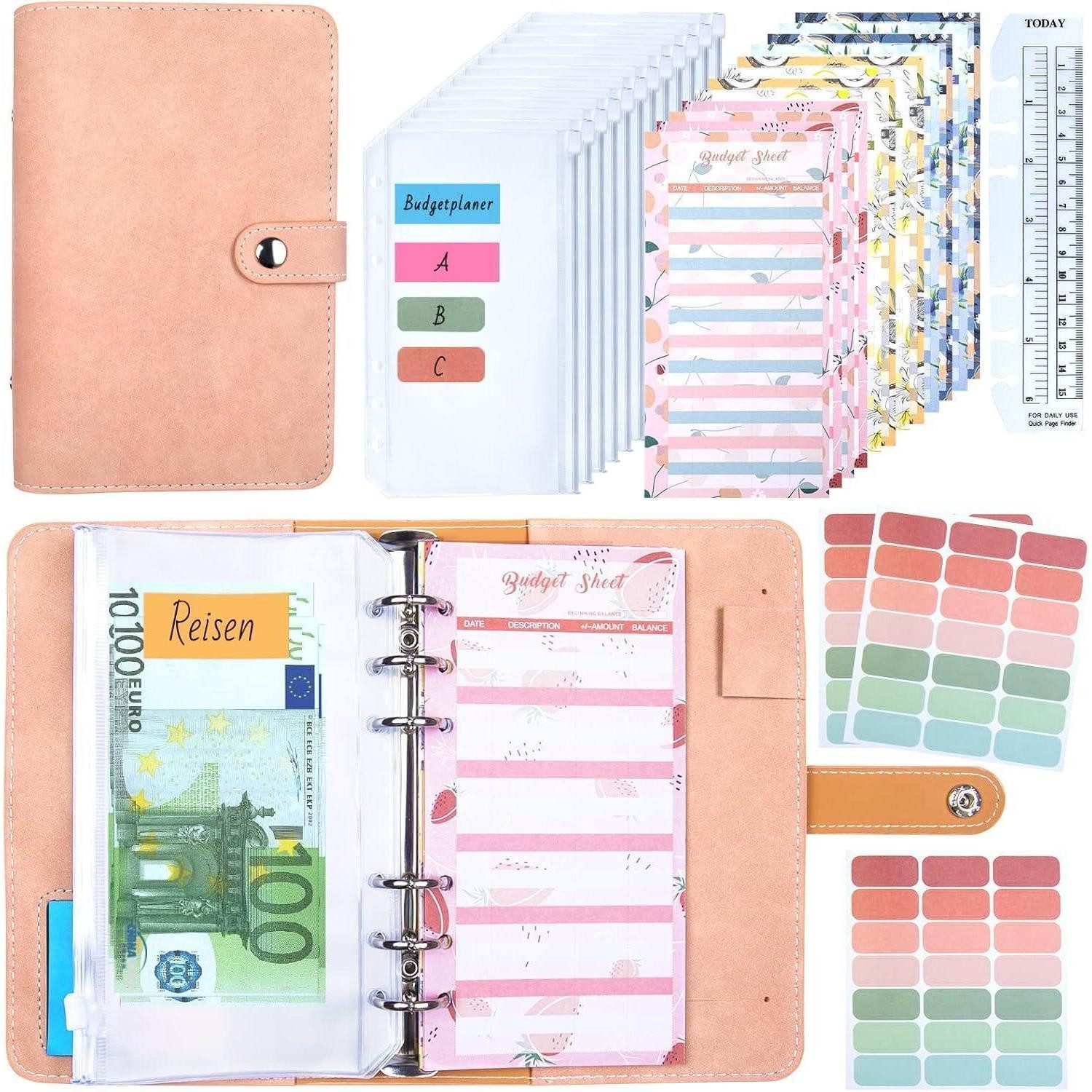 ANYUKE Bankordner Budget Binder A6 Geldumschlagmethode Spar Challenge Buch