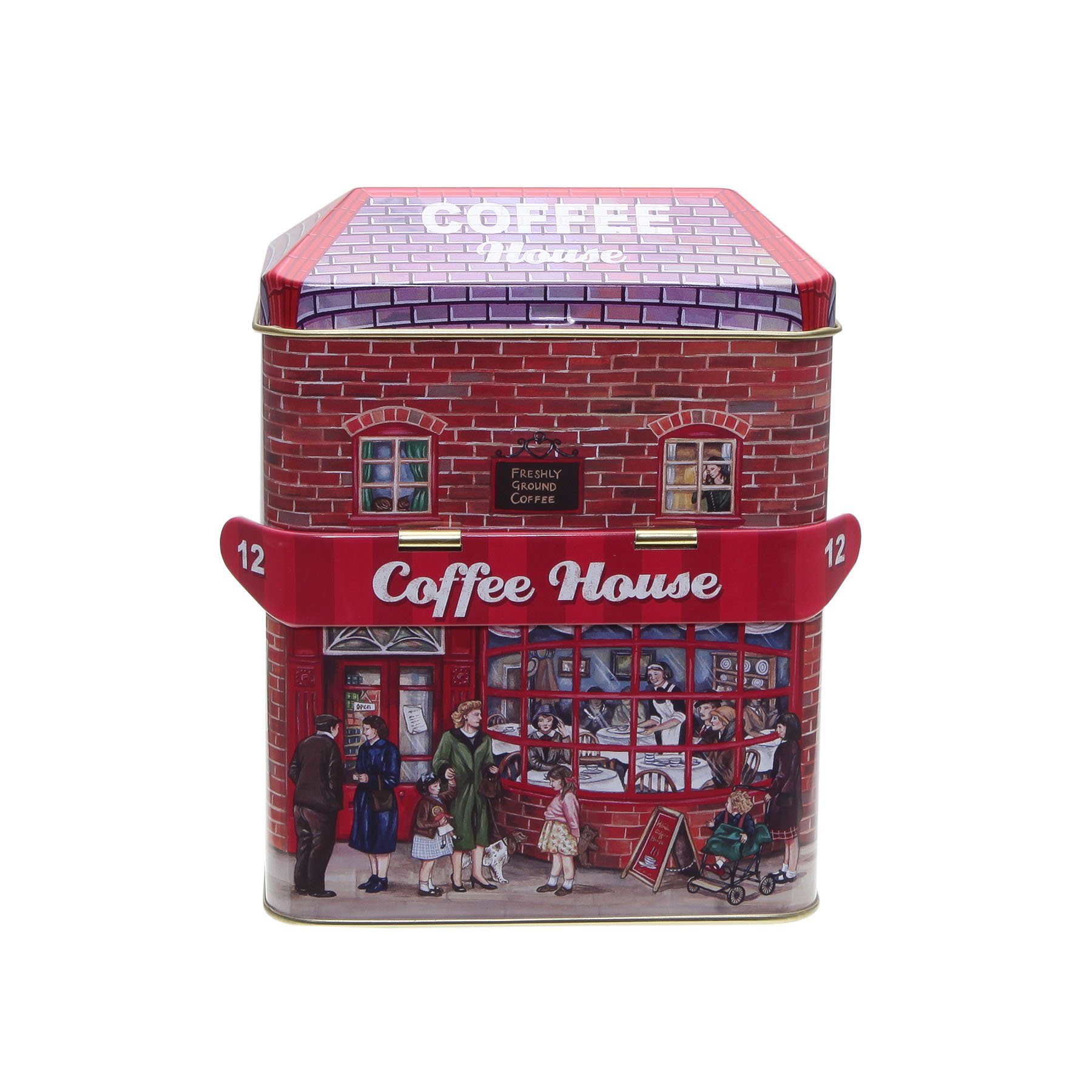 POWERHAUS24 Keksdose Blechdose Coffee House No. 12 12 x 13,5 cm, Blech, (Spar-Set)