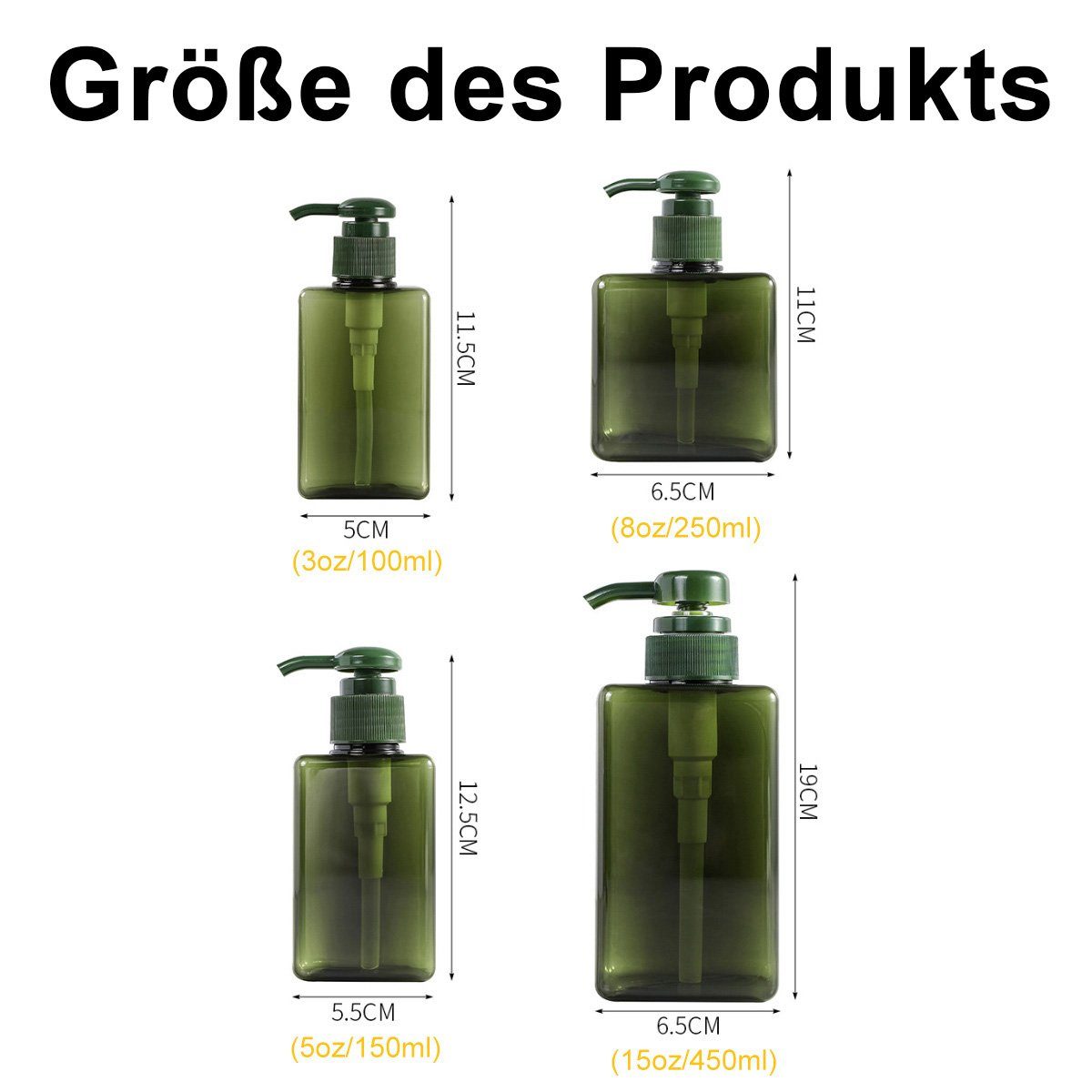 Jormftte Plastik,für Seifenspender Kunststoff, Seifenspender Pumpspender Grün Shampoo,Dusche