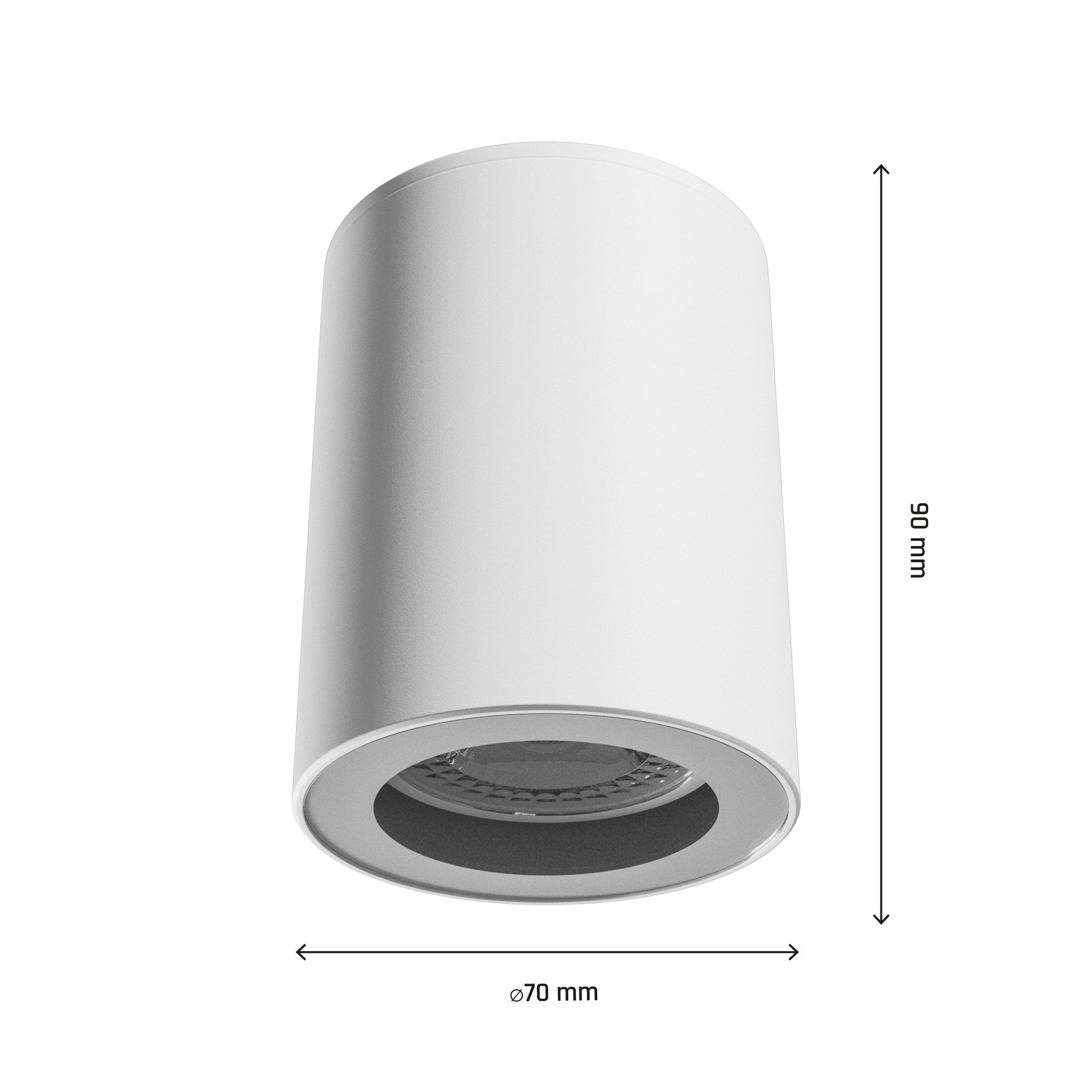 Spectrum Aufbauleuchte LED GU10 Aufbauleuchte max. 10W Deckenleuchte 250V IP44 downlight rund, Leuchtmittel nicht enthalten, IP44