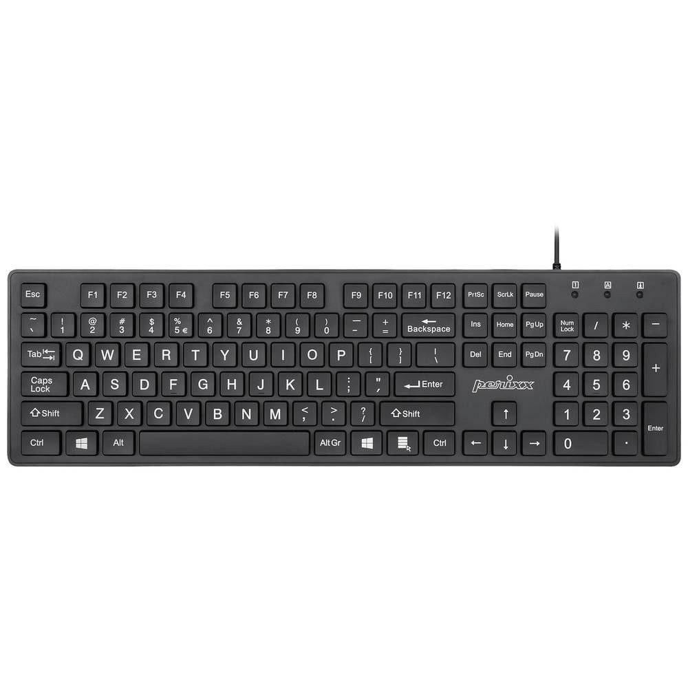 Perixx Wired Black DE PS2 Keyboard 12283 Tastatur